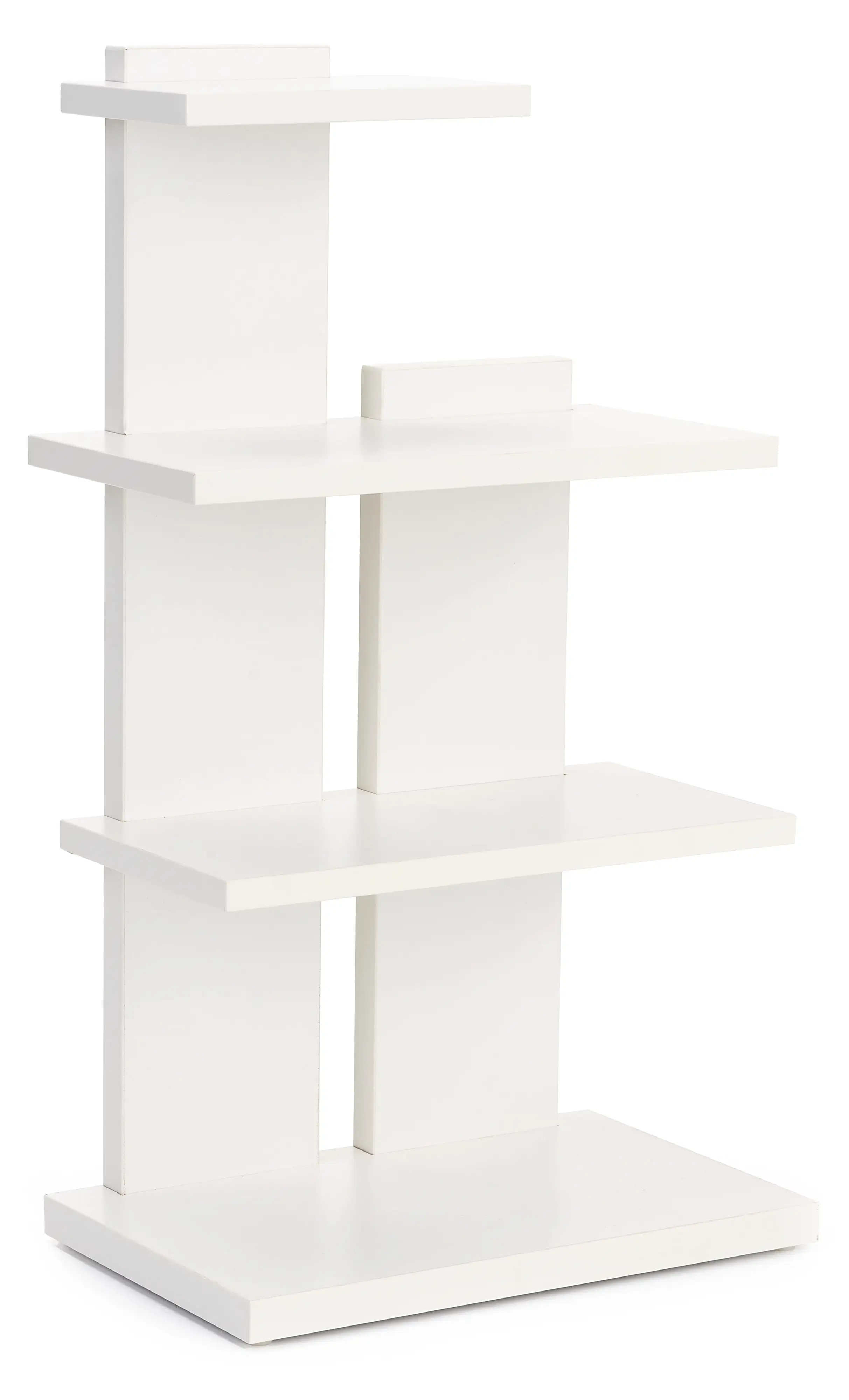 Displays2go Open Shelf Retail Floor Stand. Three Tiers. Plastic Laminated Finish - White (SMSTSDWHT)