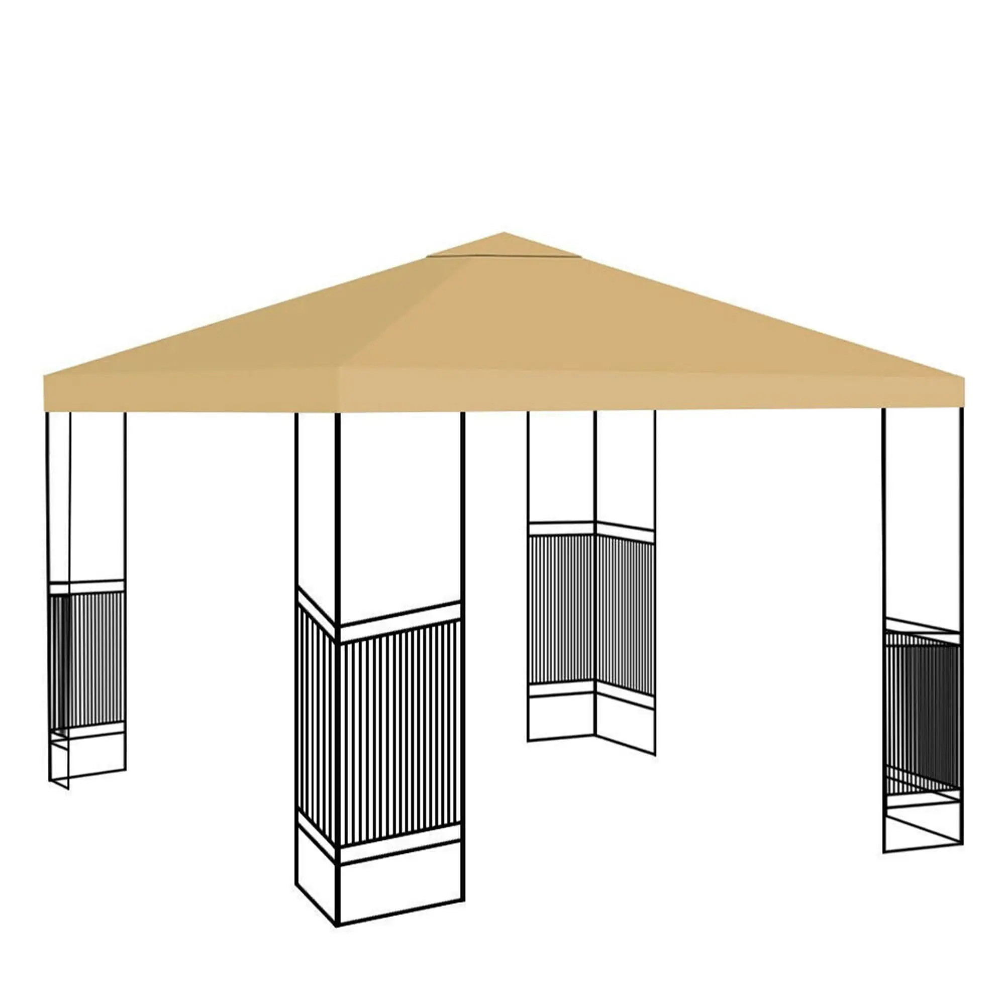 LELINTA Replacement Canopy Top - Roof Double Tiered Outdoor BBQ Roof Cover Grill Shelter Only Fit Waterproof and UV Protection - Patio Gazebo Brown for Backyard. Outdoor. Patio and Lawn