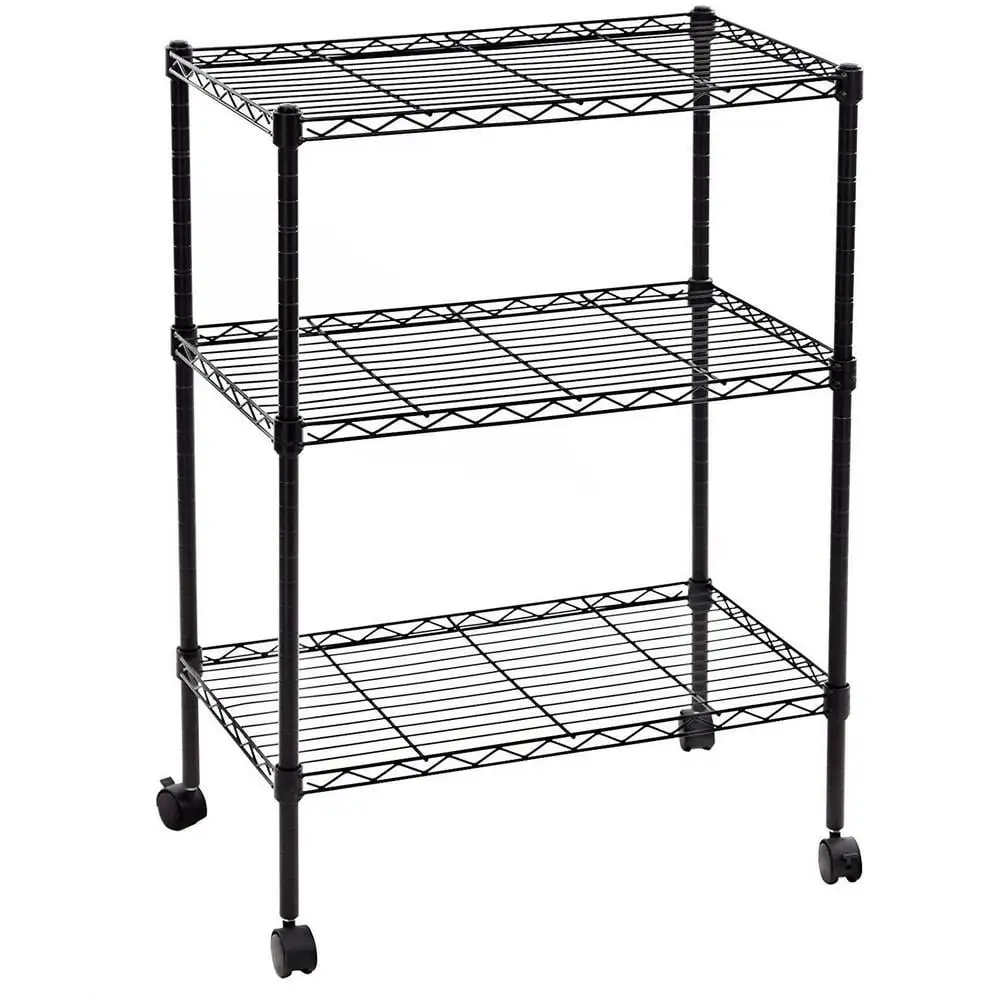 SamyoHome 3-Tier Heavy Duty Storage Shelf Organizer.Wire Shelving Unit Rack Rolling Cart on Wheels