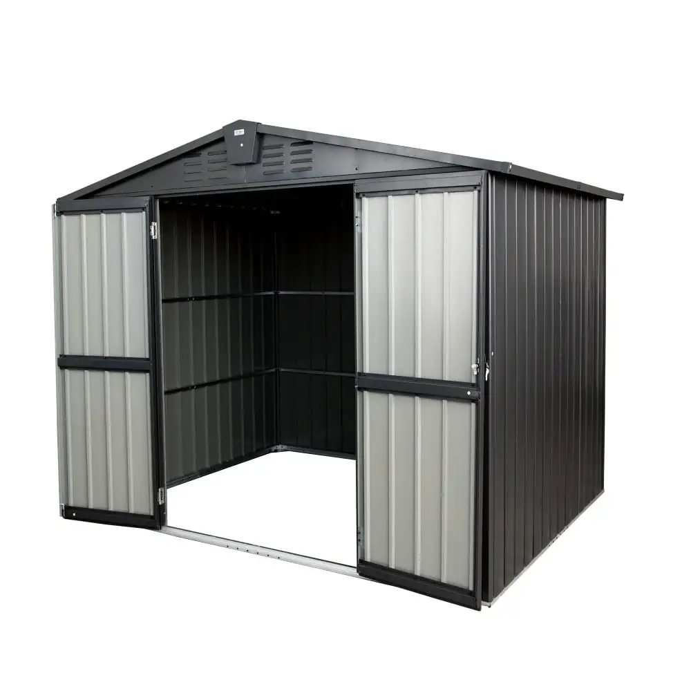 8.2'x 6.2' Outdoor Storage Shed with 32 Air Vents. Lockable Door. Key Lock and Roof. Metal Tool Shed Garden Storage Cabinet