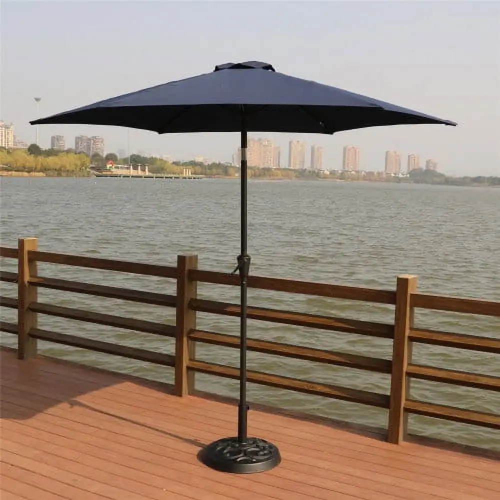 8.8 FT Patio Umbrella.Garden Table Umbrella with 33LBS Round Resin Base.Market Umbrella with Push Button Tilt and Crank.6 Sturdy Metal Ribs.for Garden.Lawn.Deck.Backyard.Pool