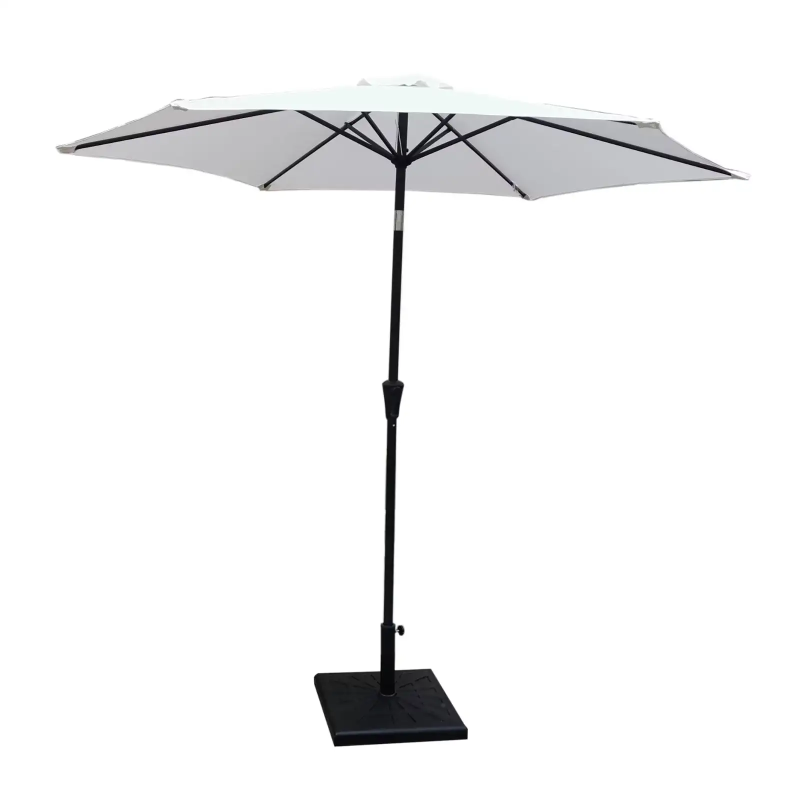 8.8 Ft Outdoor Patio Umbrella with 42 LBS Square Resin Umbrella Base. Outdoor Sunshade Canopy Umbrella Pergola with Push Button Tilt and Crank Lift for Garden.Deck.Backyard.Pool. Cream