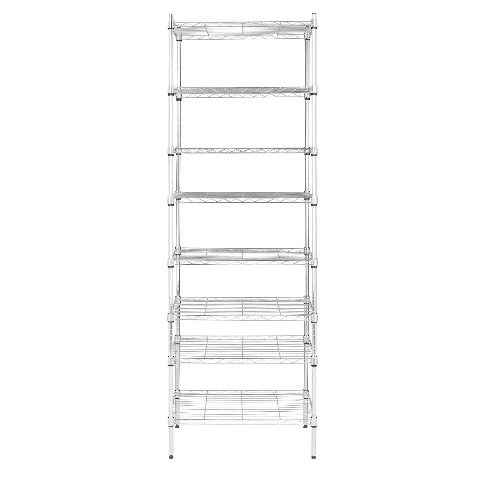 8-Tier Adjustable Steel Wire Shelving Unit. Chrome Finish - Strong & Sturdy Storage Solution for Kitchen. Garage. and Office