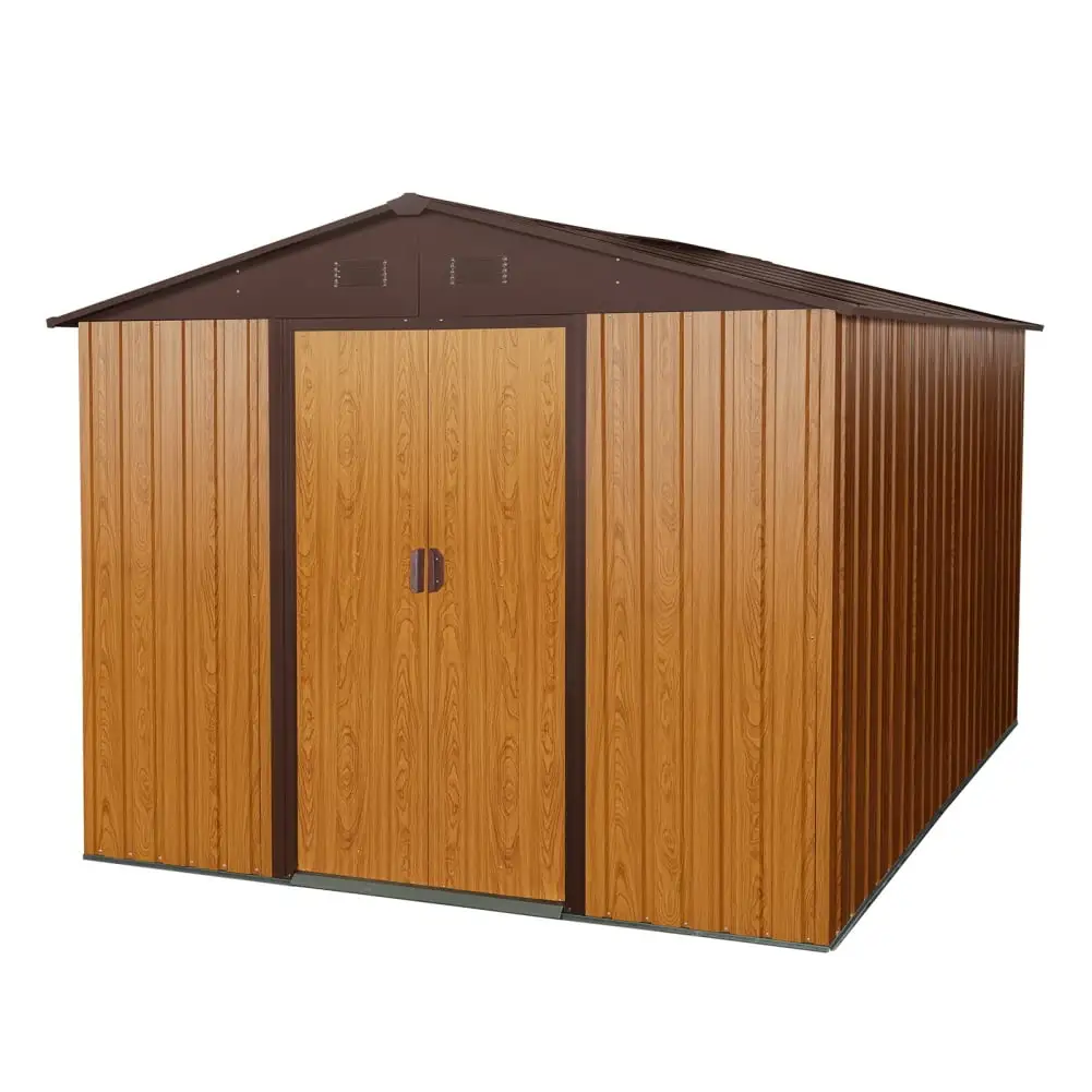 8' x 10' Steel Outdoor Storage Shed. Yard Shed with Lockable Sliding Door. Waterproof Garden Tool Shed. Tool Storage Shed with Metal Floor Frame for Backyard Garden Patio Lawn