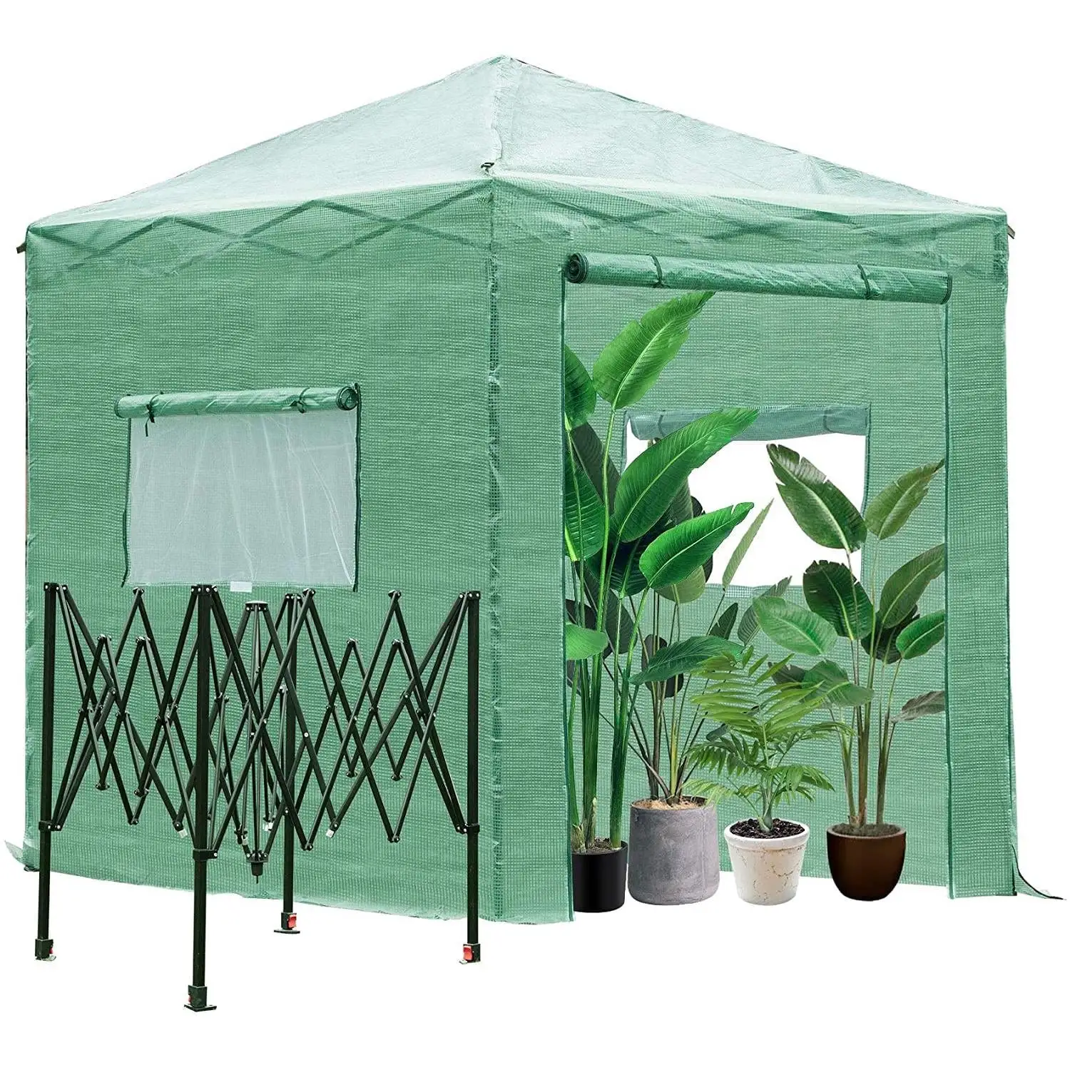 8' x 6' Greenhouse Pop Up Indoor Outdoor Plant Foldable Greenhouse Shed Green