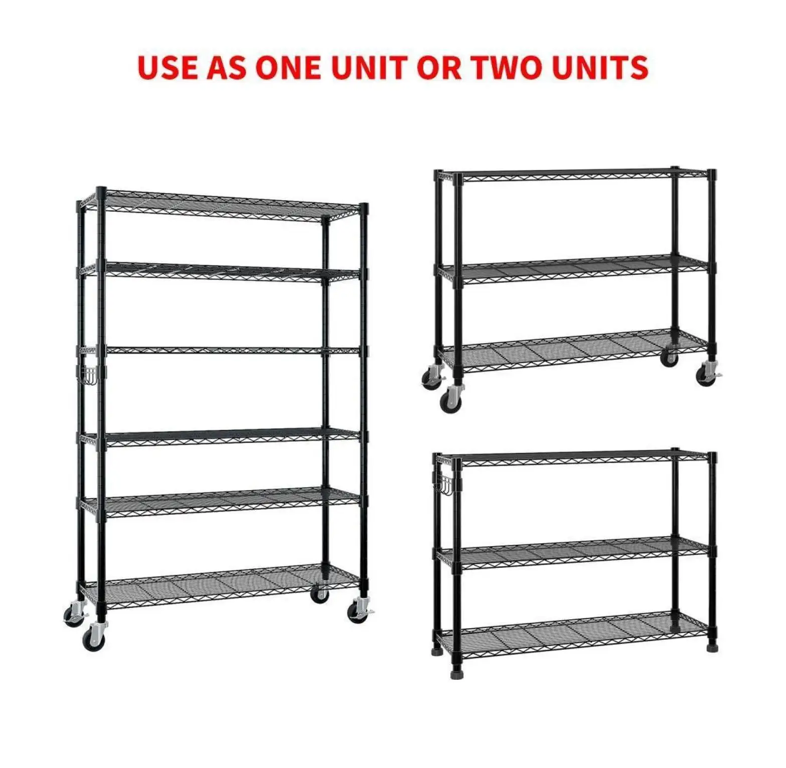 82H 6 Tier Adjustable Storage Shelves Heavy Duty NSF Wire Metal Shelving Unit