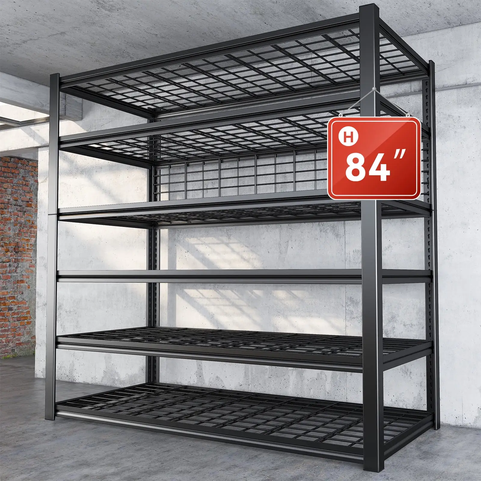 84 H Garage Shelving Heavy Duty Wire Shelving Units Storage Shelves loads 3500lbs.6-Tier Adjustable Metal Storage Shelf Industrial Utility Racks.48 L x 20W x 84 H .Black