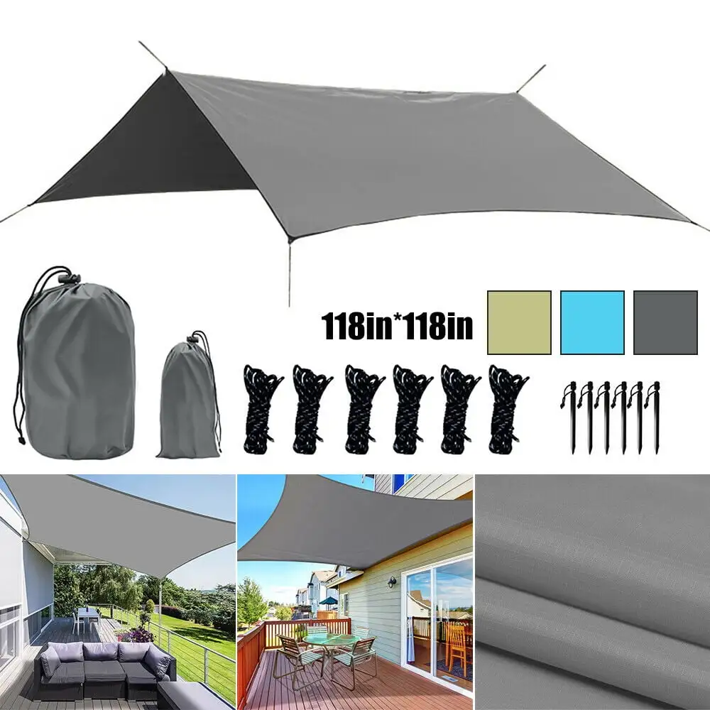 Square Outdoor Sun Shade Sail Waterproof Patio Canopy Backyard Porch Pool Sun Shelter Cover 10'x10'-Dark Grey