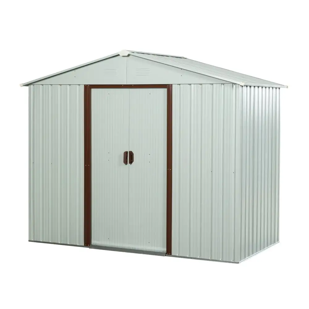 8ft x 4ft Outdoor Storage Shed with Sliding Doors and Padlock. UV Resistant Steel Panel Garden Metal Shed