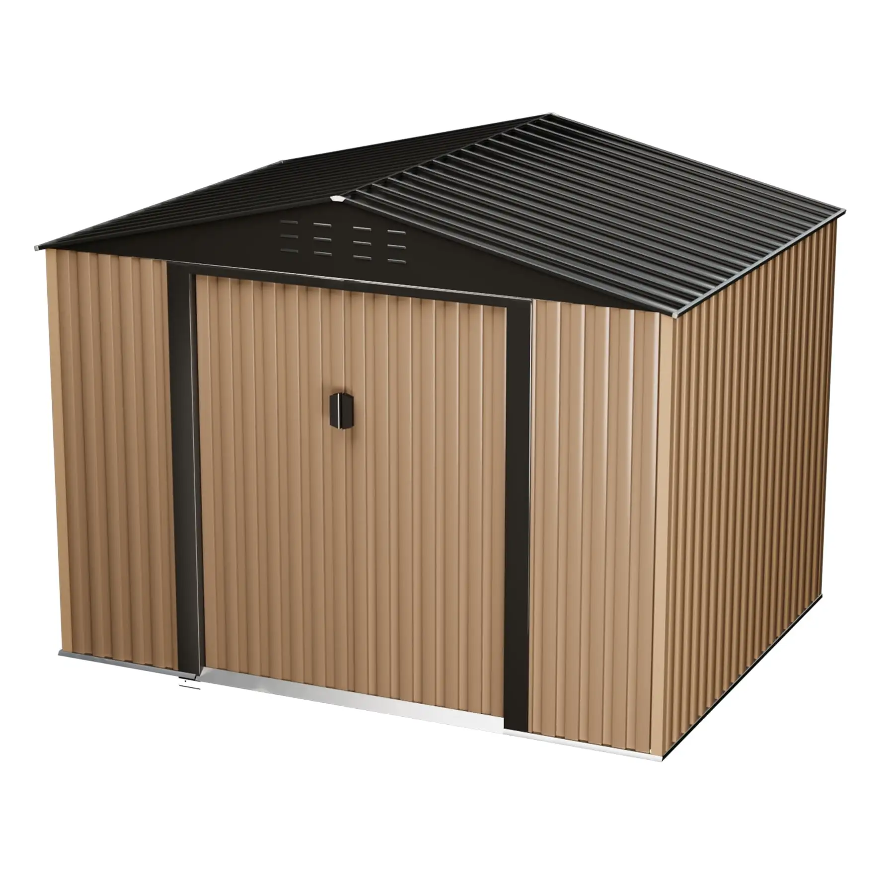 8x6Ft Outdoor Metal Storage Shed. Garden Utility Tool Shed with Lockable Door and Waterproof Roof