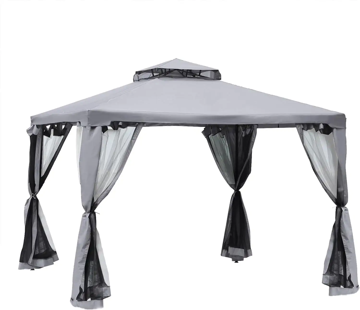 9.6X 9.6ft Outdoor Canopy with Double Vented Roof. Canopy Tent with Netting and Steel Frame. Grill Gazebo Suitable for Lawn. Garden. Backyard and Deck