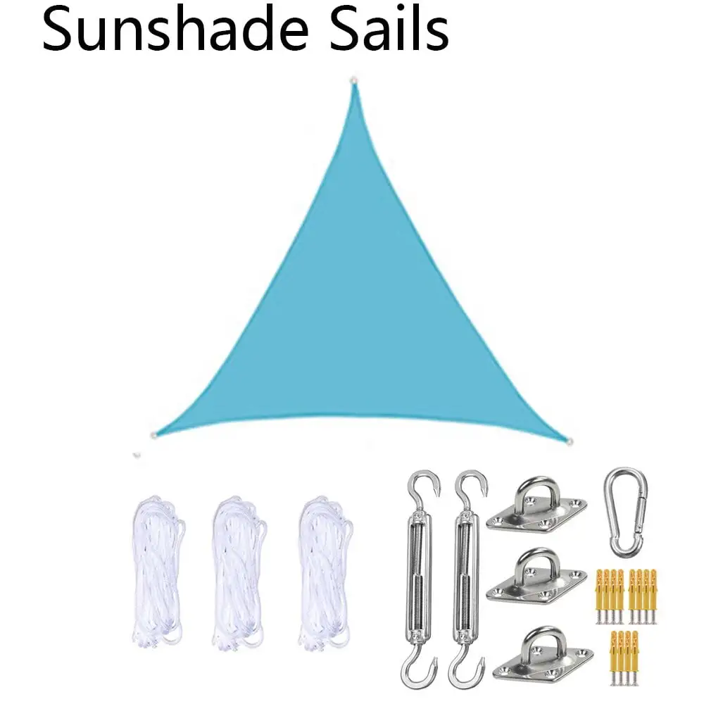 9.84??13.12??16.40ft Sun Shade Sail Triangle Canopy with Hardware Kit?C UV Block Outdoor Patio Garden