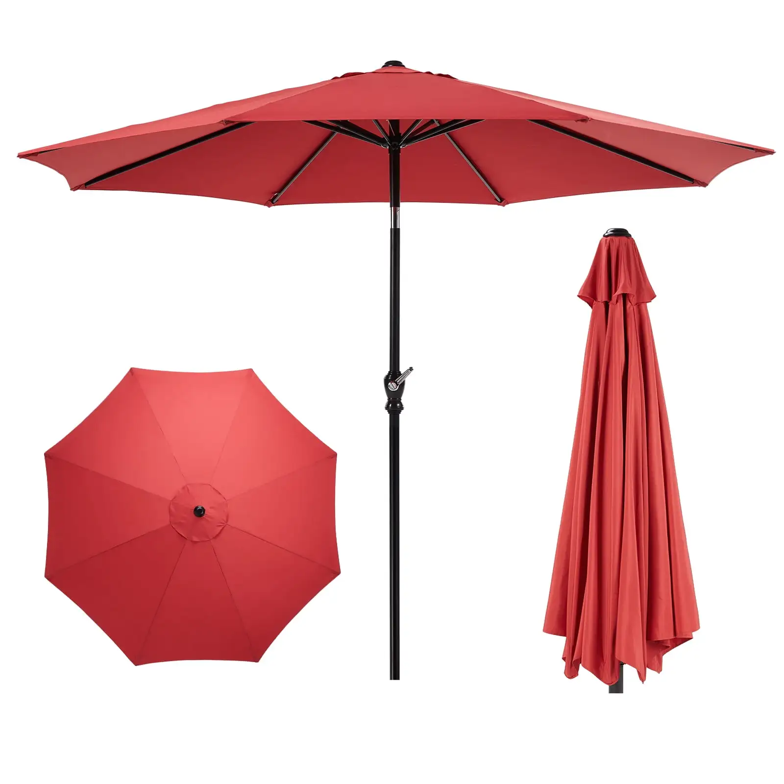 9 FT Outdoor Patio Umbrella With Button Tilt And Crank. Outdoor Patio Market Table Umbrella UV Protected And Waterproof