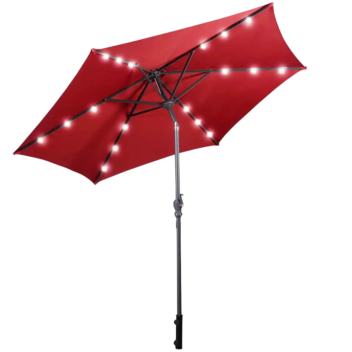 9' Outdoor Patio Umbrella Offset w/LED Light Beige/Burgundy/Tan/Blue/Orange