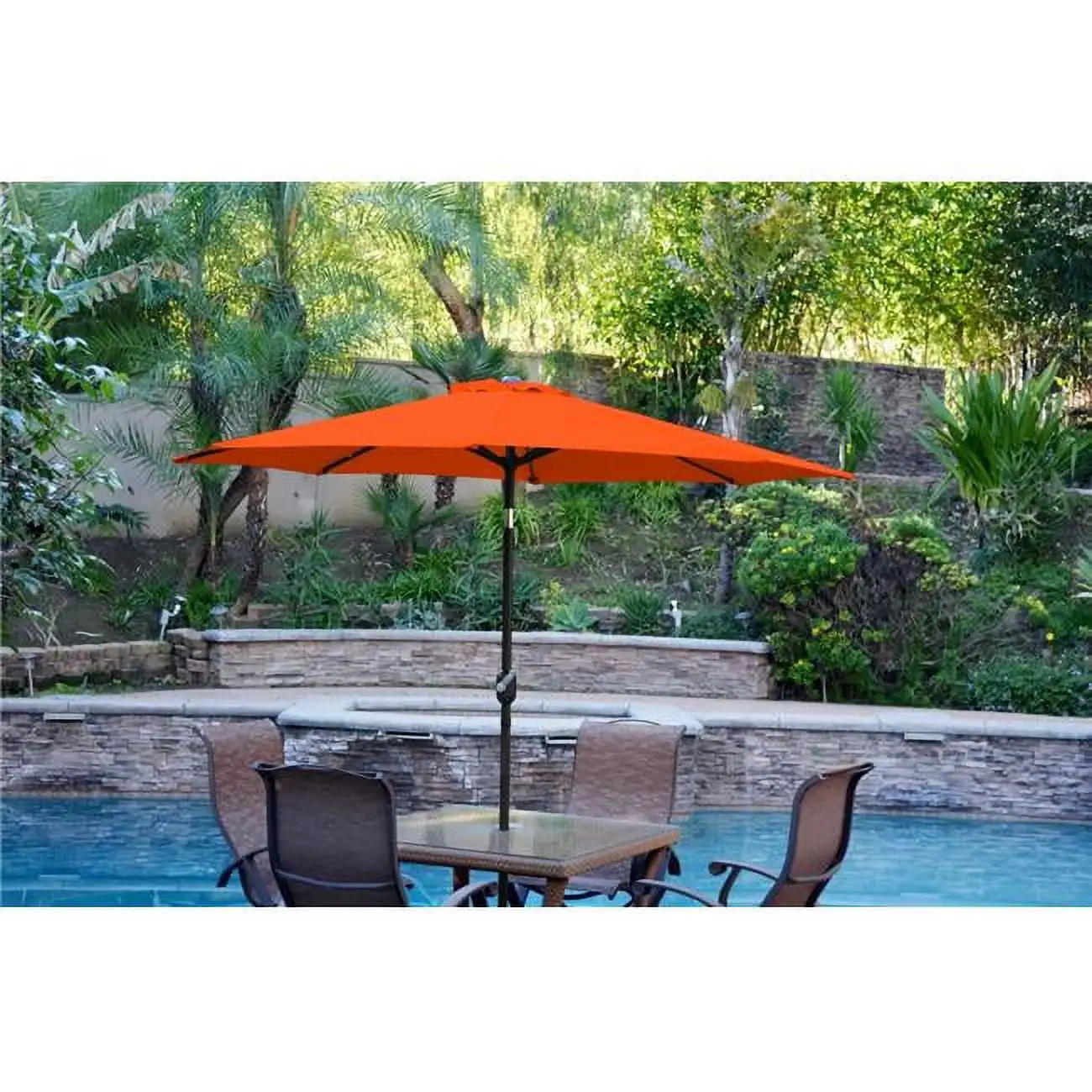 9 ft. Aluminum Patio Market Umbrella Tilt with Crank - Orange Fabric & Black Pole