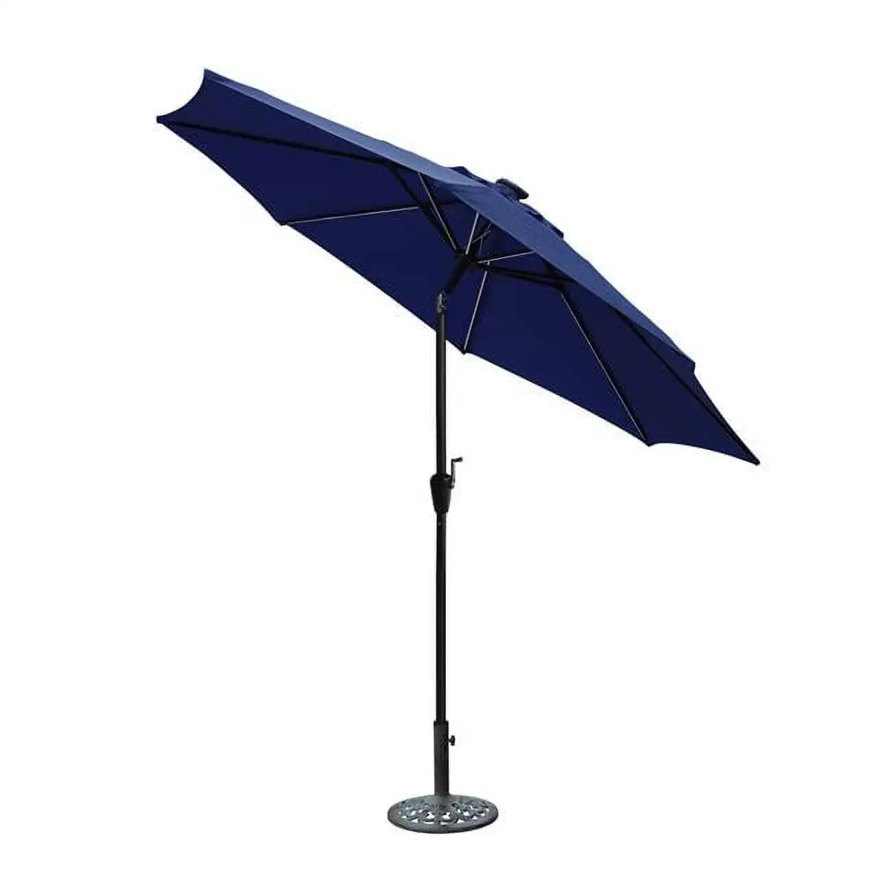 9 ft. Aluminum Umbrella with Crank & Solar Guide Tubes - Black Pole & Blue Fabric