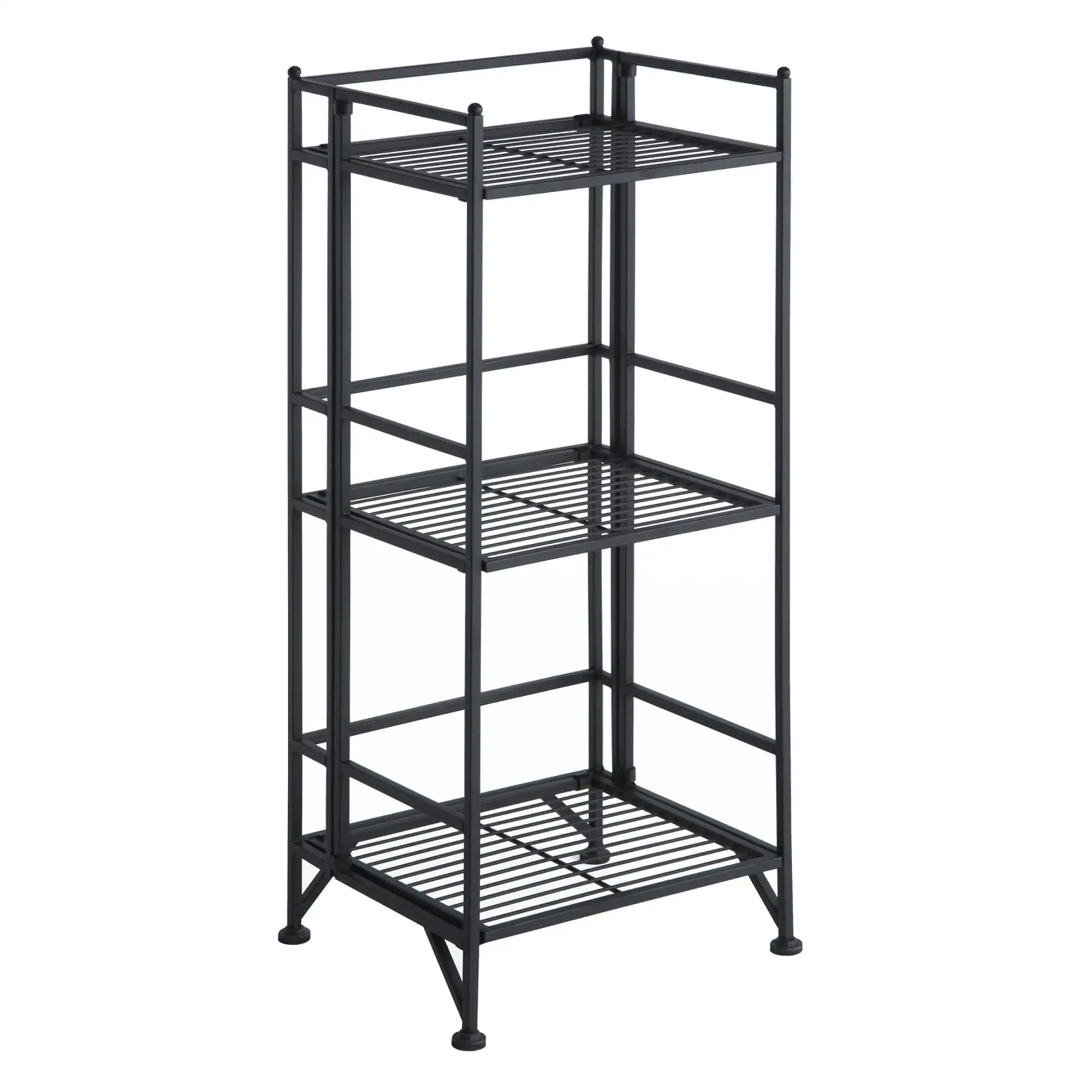 Convenience Concepts Xtra Storage 3-Tier Folding Metal Shelf. Black ( Pack of 2 )