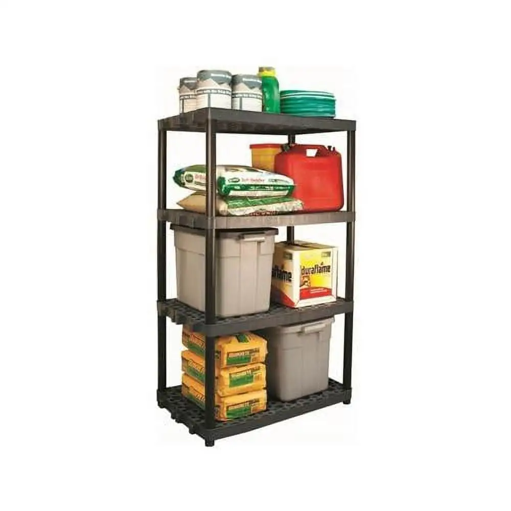 91093-1C-20 Shelving Unit. 4 Shelves. Heavy-Duty Plastic. Black. 24 x 36 x 61.5-In. - Quantity 1