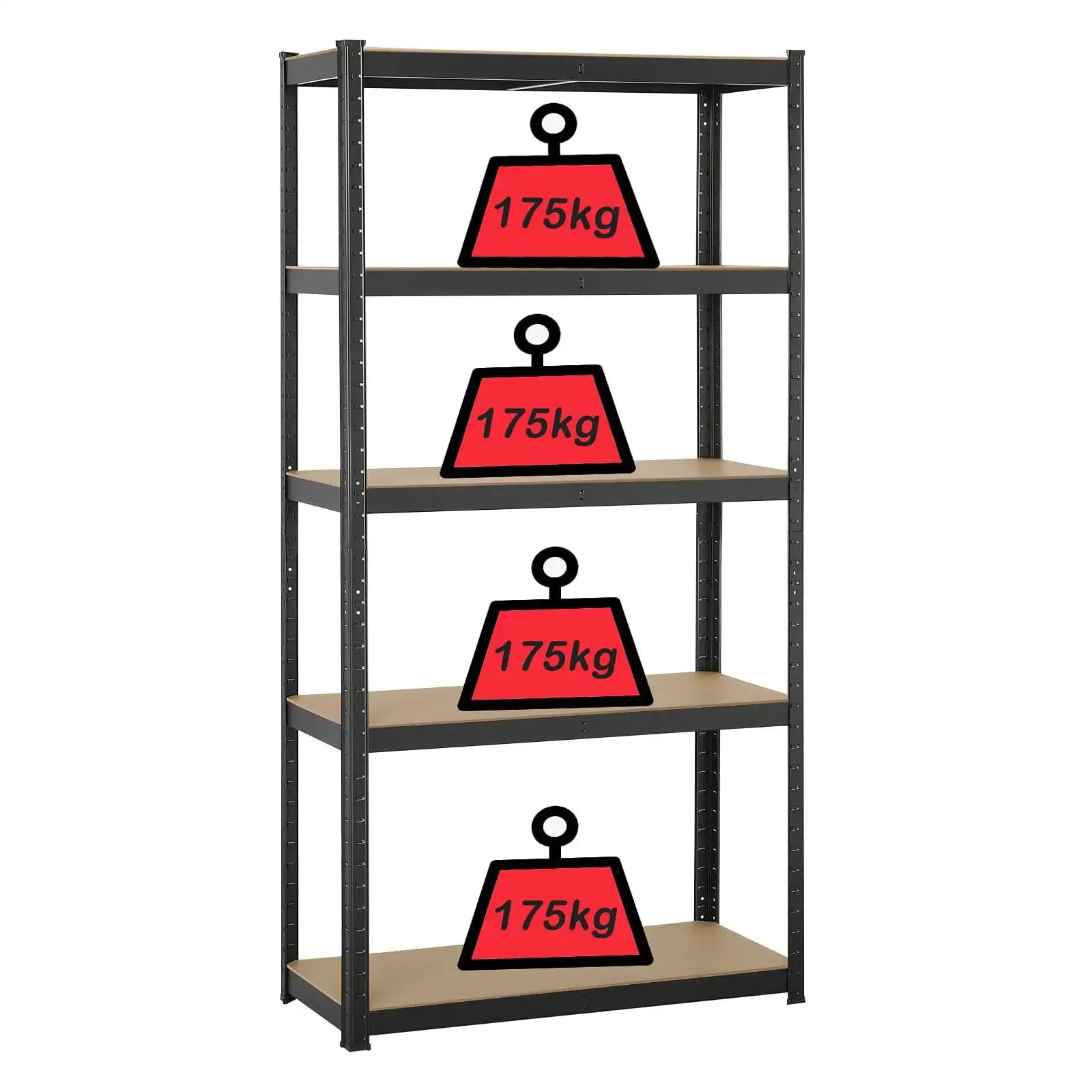 39 x 20 x 77in Storage Shelving Unit 5-Shelf Adjustable Height Garage Shelving Units Kitchen Shelf Organizer Rack. Metal Frame MDF Boards 386lbs Load Per Tier. Non-Slip Feet. Boltless Assembly. Black