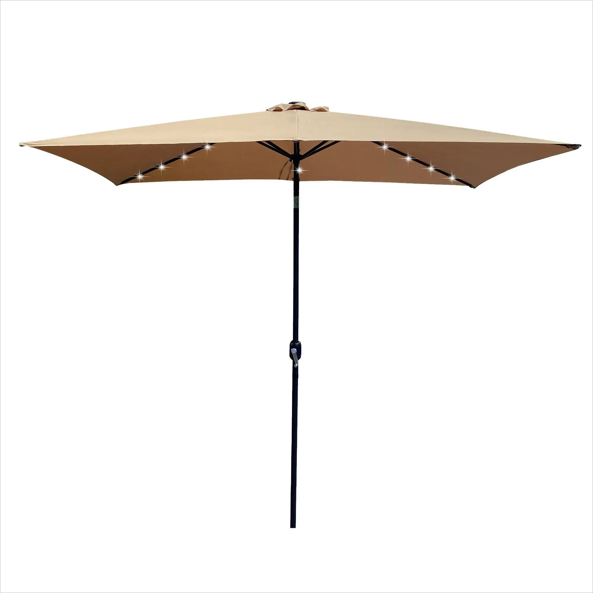 Unique Choice 10 x 6.5 Ft Rectangular Outdoor Patio Umbrella with Lights. Taupe