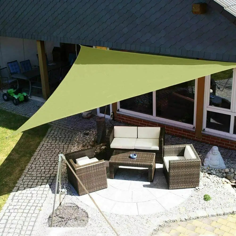 10ftx10ftx10ft Triangle Sunshade Sail Waterproof 97% UV Blocking Durable Polyester Sand Cover For Patio Garden Backyard Playground Sand. Green