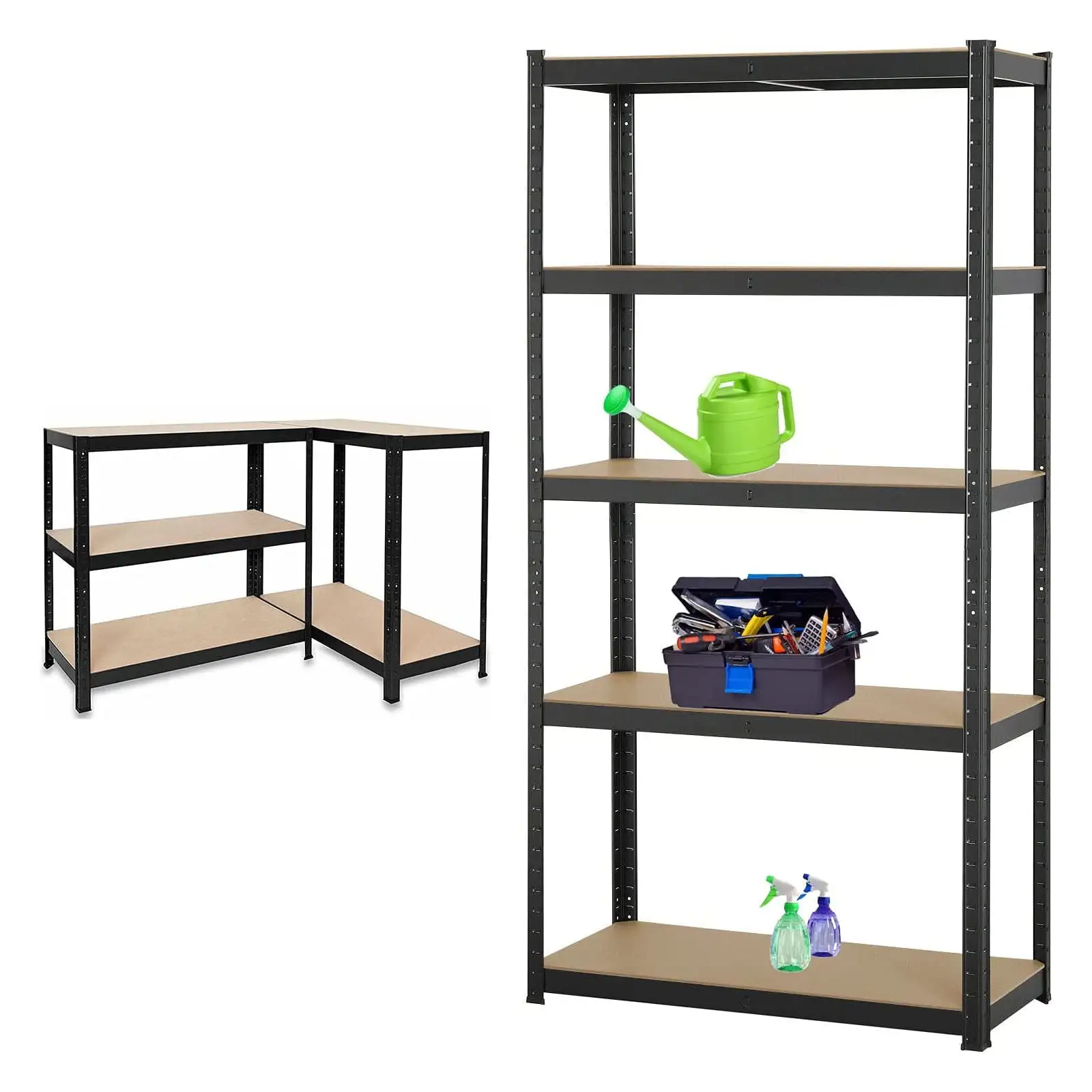 77 Inch Garage Storage Shelving Unit Heavy Duty Metal Frame 386lbs Load Per Tier. 39 x 20 x 77in. 5 Adjustable Tier. Industrial Shelving Utility Shelves Storage Rack for Home. Kitchen (Black)