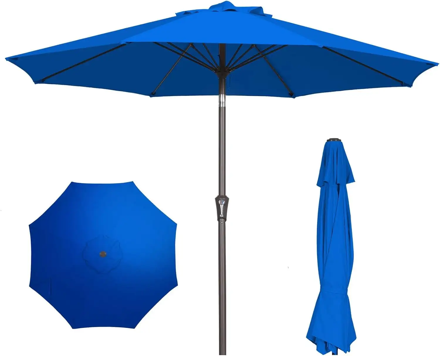 9FT Patio Umbrella Outdoor Market Umbrella with Push Button Tilt and Crank. Table Umbrella 8 Sturdy Fiberglass Ribs UV Protection Waterproof for Garden. Pool. Deck. Yard