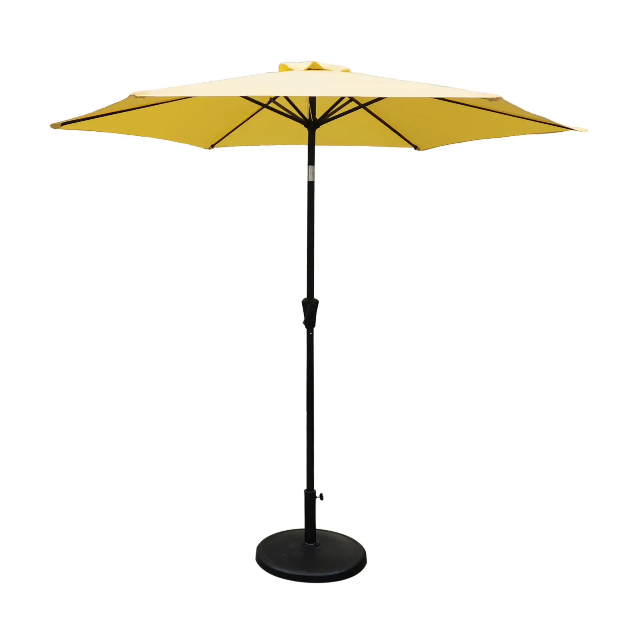 Contemporary Style 8.8ft Outdoor Patio Umbrella with Resin Base. Crank Lift. and Tilt. Yellow