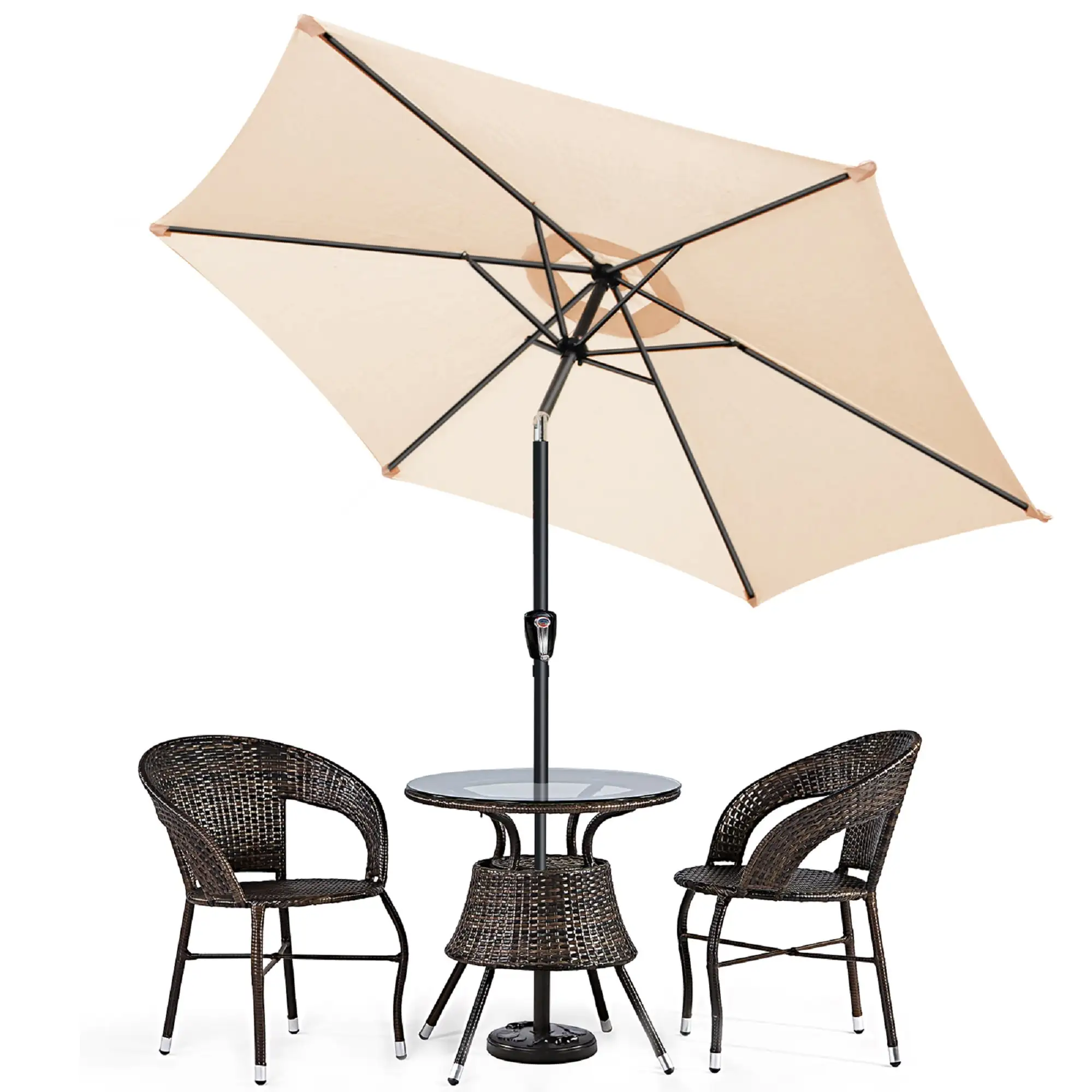 9ft Outdoor Patio Umbrella. Patio Table Market Umbrella with 6 Ribs UV Protection Waterproof for Garden.94inch Height