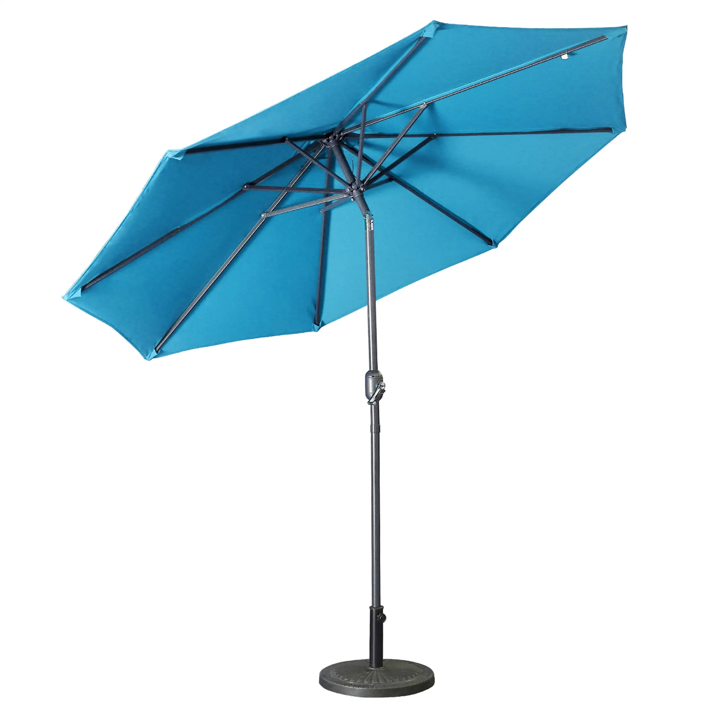 9ft Patio Umbrella Outdoor Umbrella Patio Market Umbrella with Push Button Tilt and Crank(Light Blue)