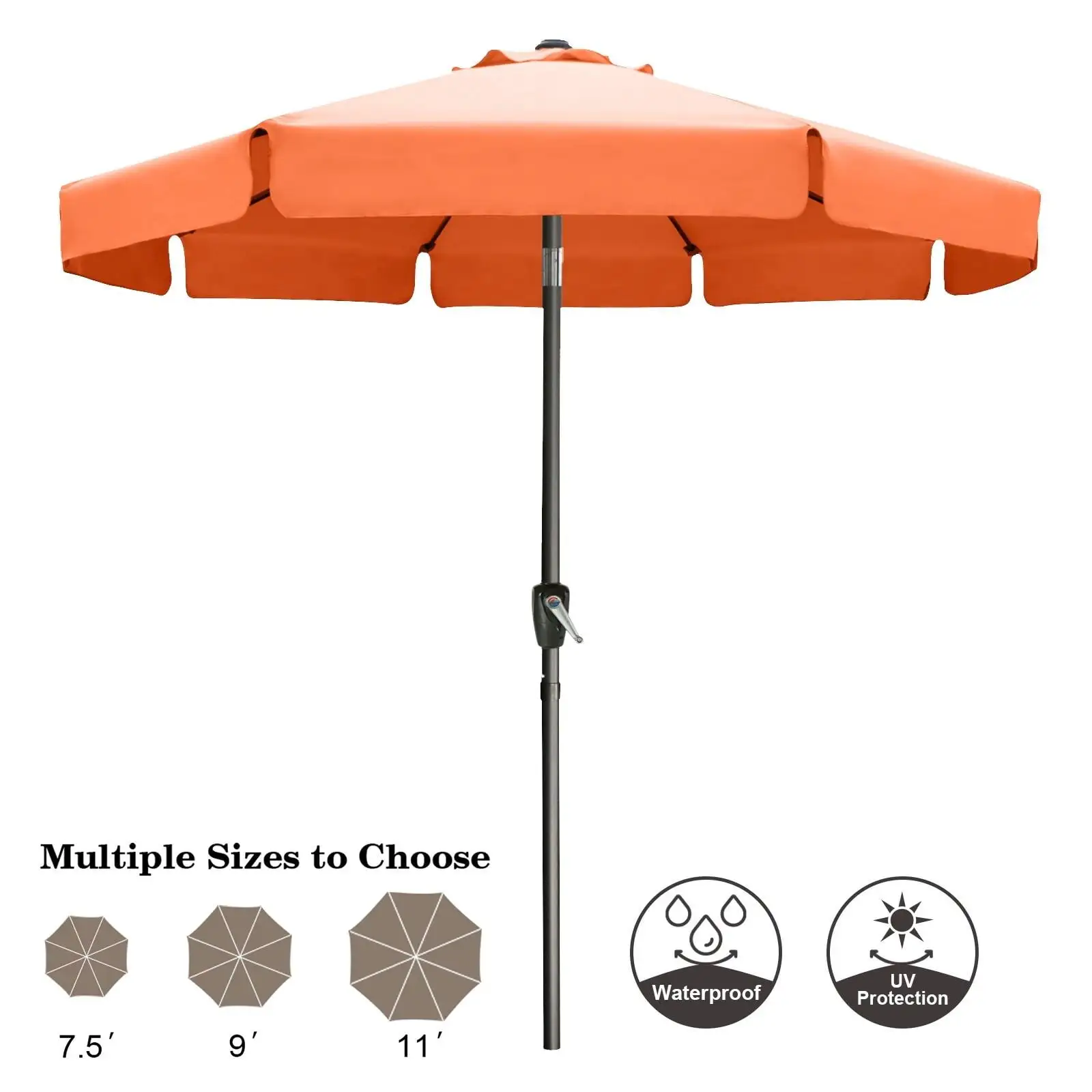 ABCCANOPY 9FT Outdoor Table Market Umbrella Tilt and Crank for Garden Orange