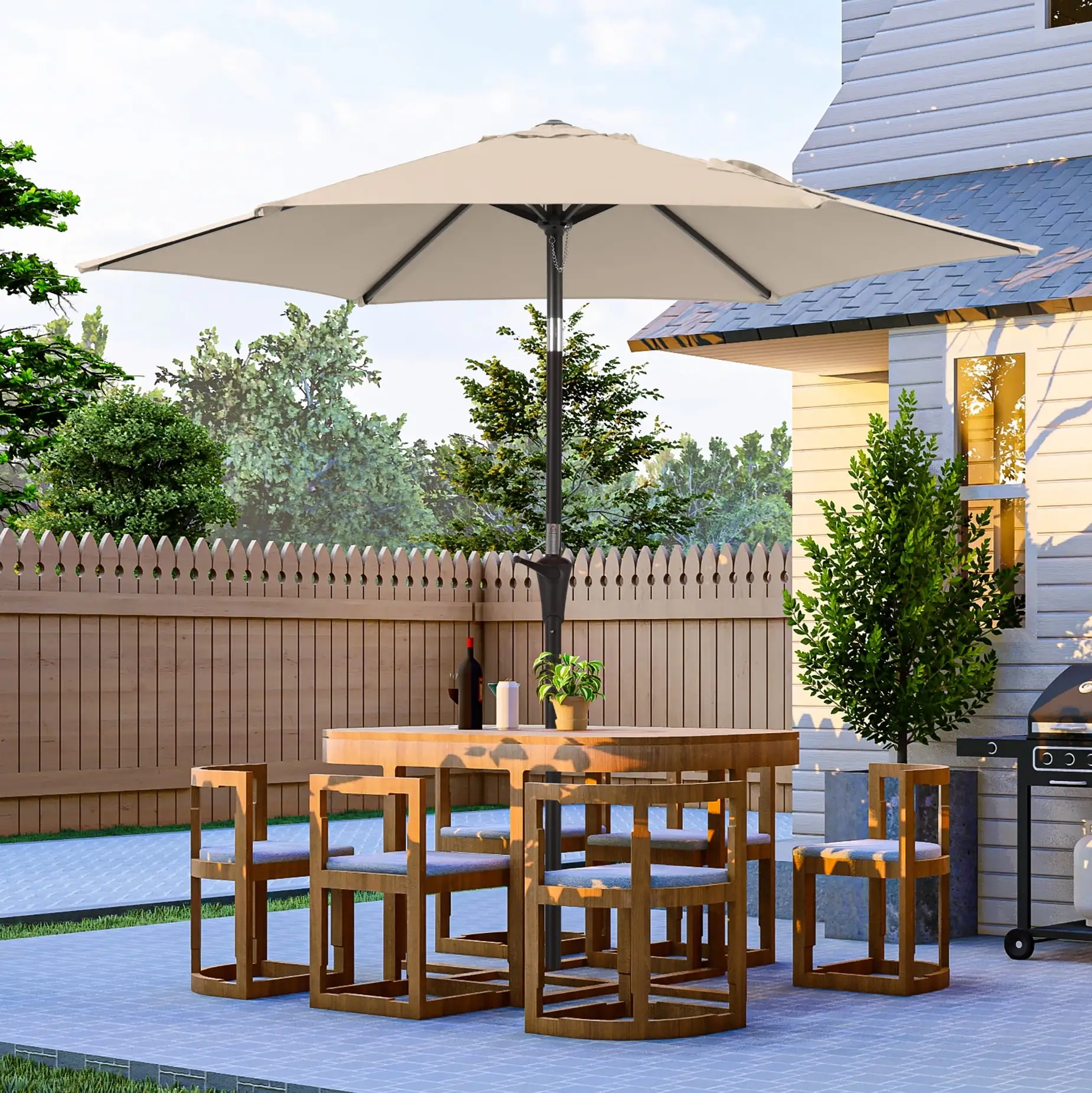 ACEGOSES 7.5 FT Outdoor Patio Umbrella and Shade Market Table Umbrella for Garden. Deck and Pool.Begie