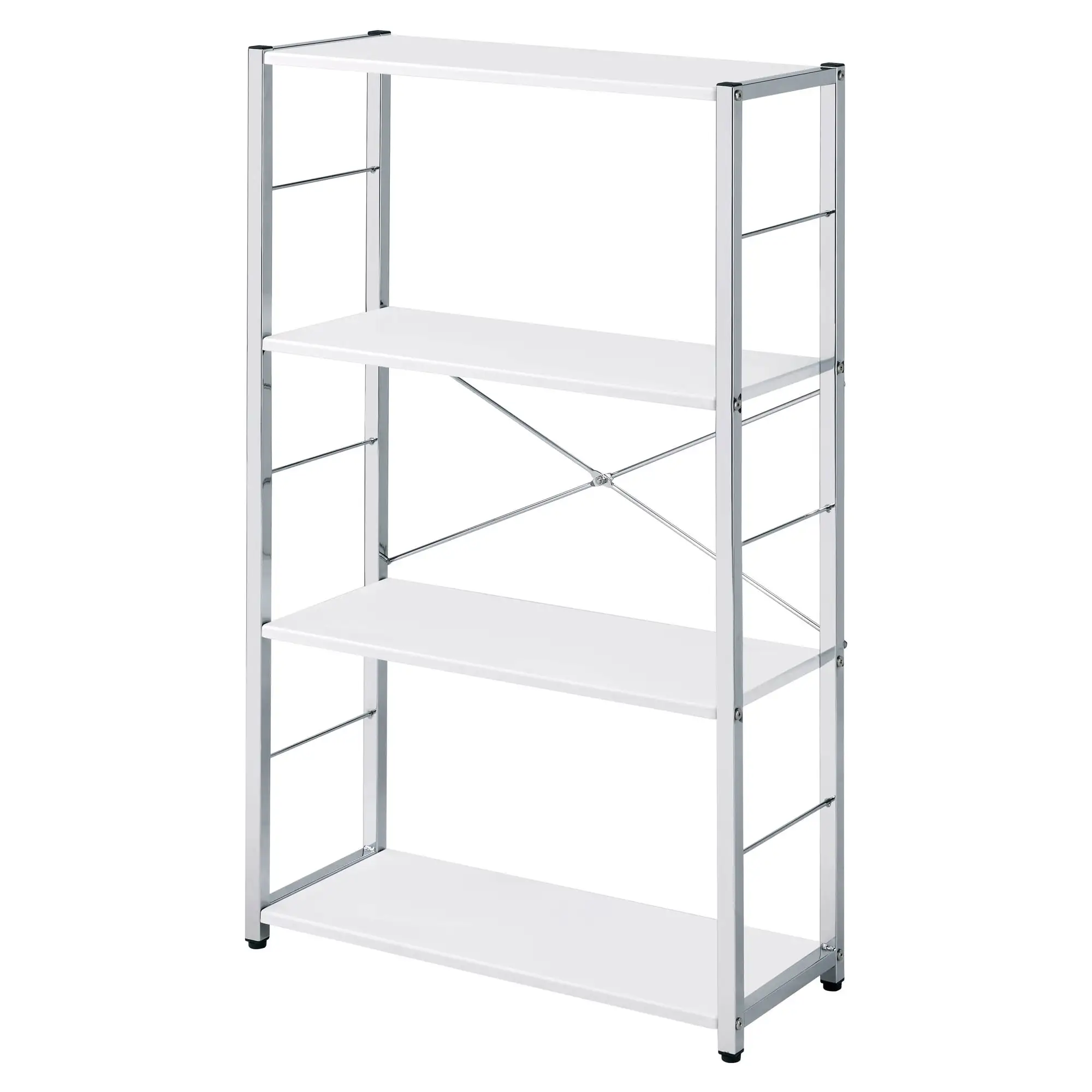 ACME Tennos Bookshelf in White and Chrome