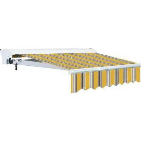 ADVANING 10'x8' MOTORIZED Patio Retractable Awning LUXURY Series PREMIUM Quality. 100% Solution-Dyed European Acrylic UV Sun Shade. Color: Sunny Yellow Stripes. EA1008-A423H2