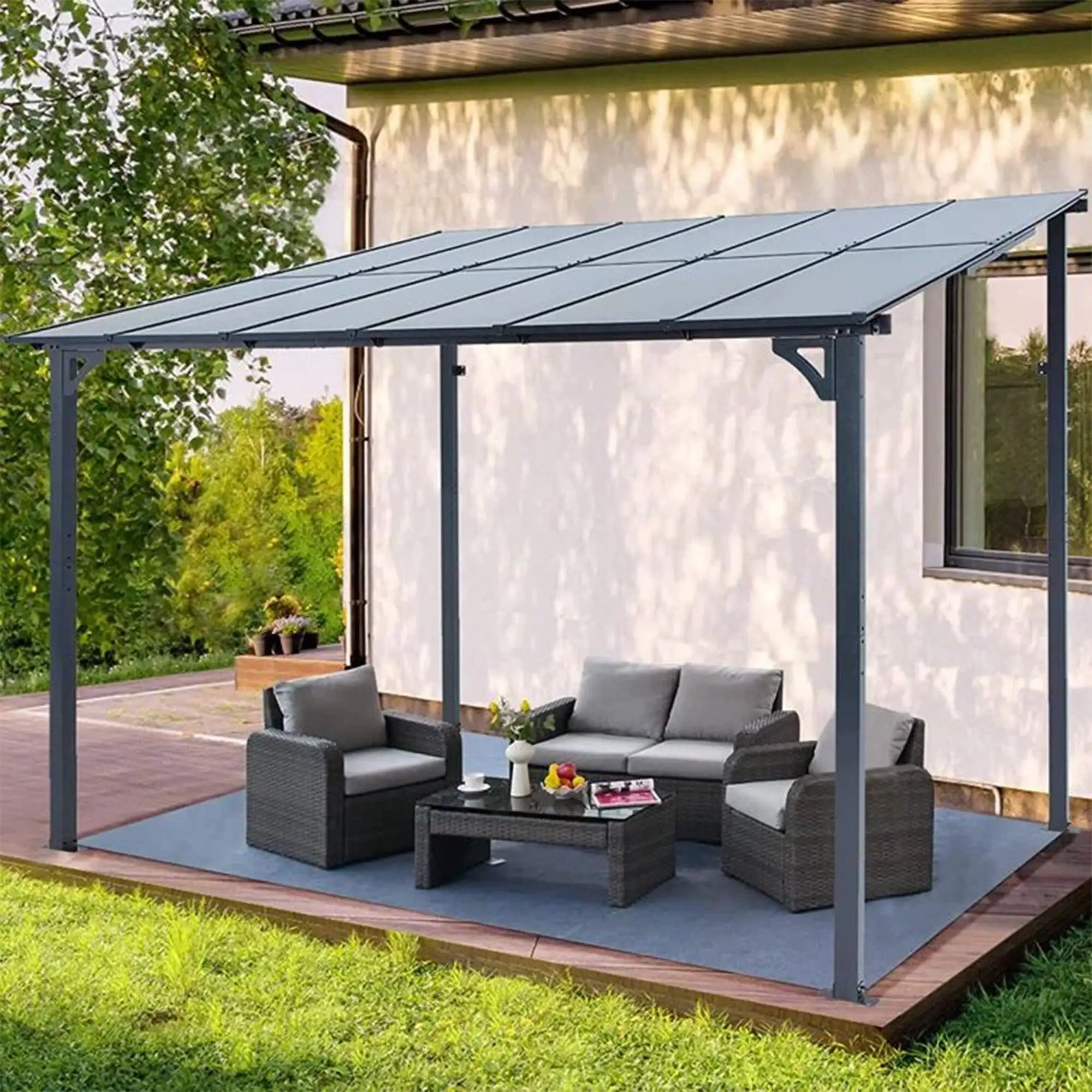 AECOJOY Aluminum Pergola with Canopy 10 Ft. W x 10 Ft. D