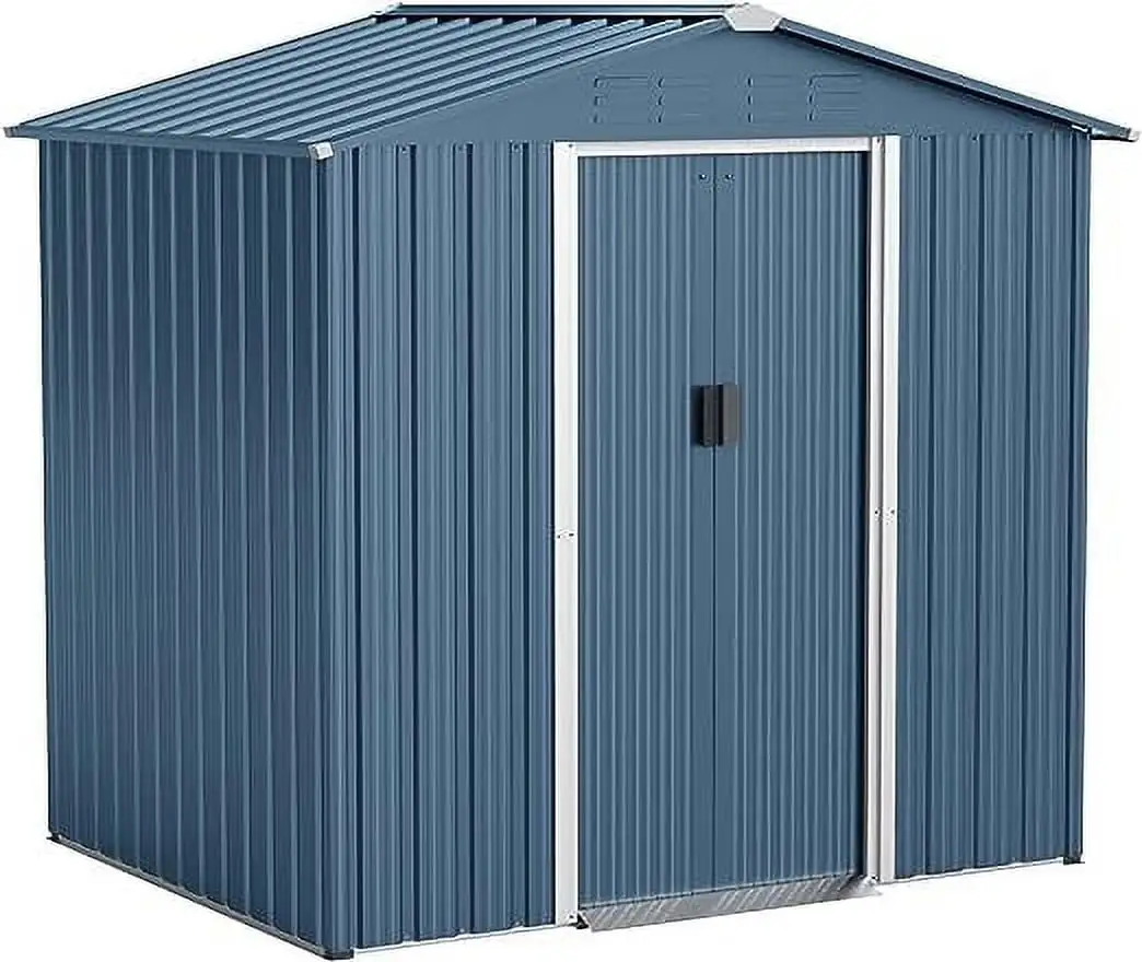 ALAULM 6FT x 4FT Outdoor Storage Shed. Waterproof. Lockable Door Metal Tool Shed with Sliding Door and Air Vents. Storage House for Gardening Tools. Metal Storage Shed for Garden. Backyard. Lawn