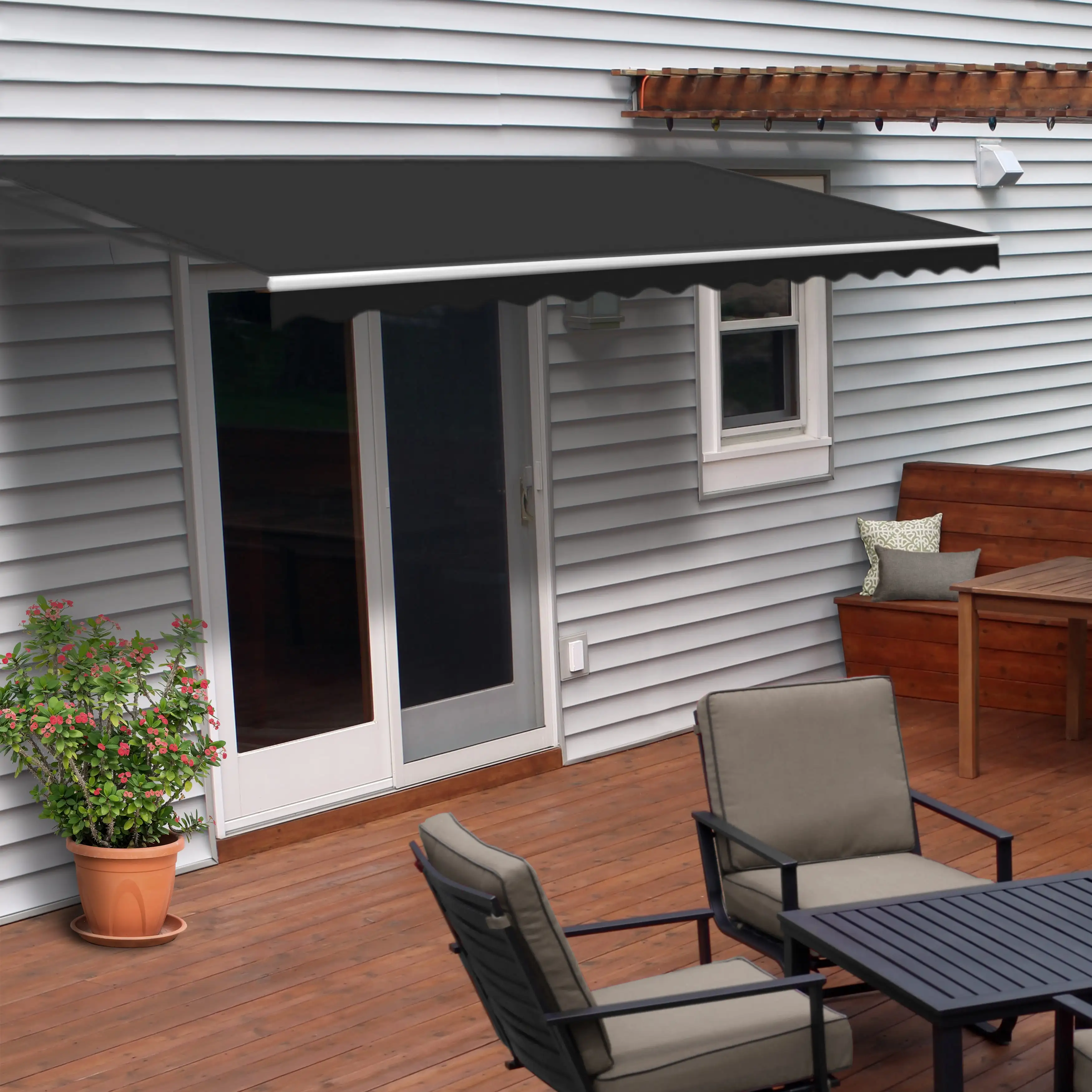 ALEKO 13' x 10' Black Retractable Patio Awning Canopy