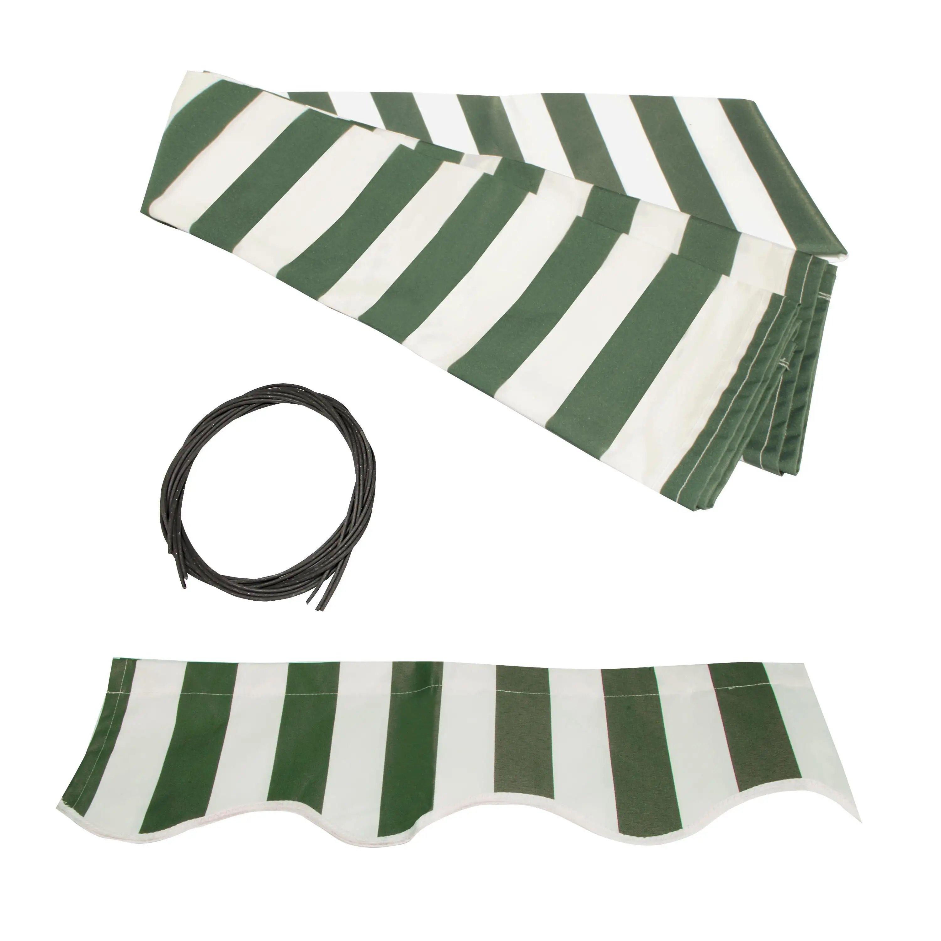 ALEKO 8'x6.5' Retractable Awning Fabric Replacement. Green and White Striped Color