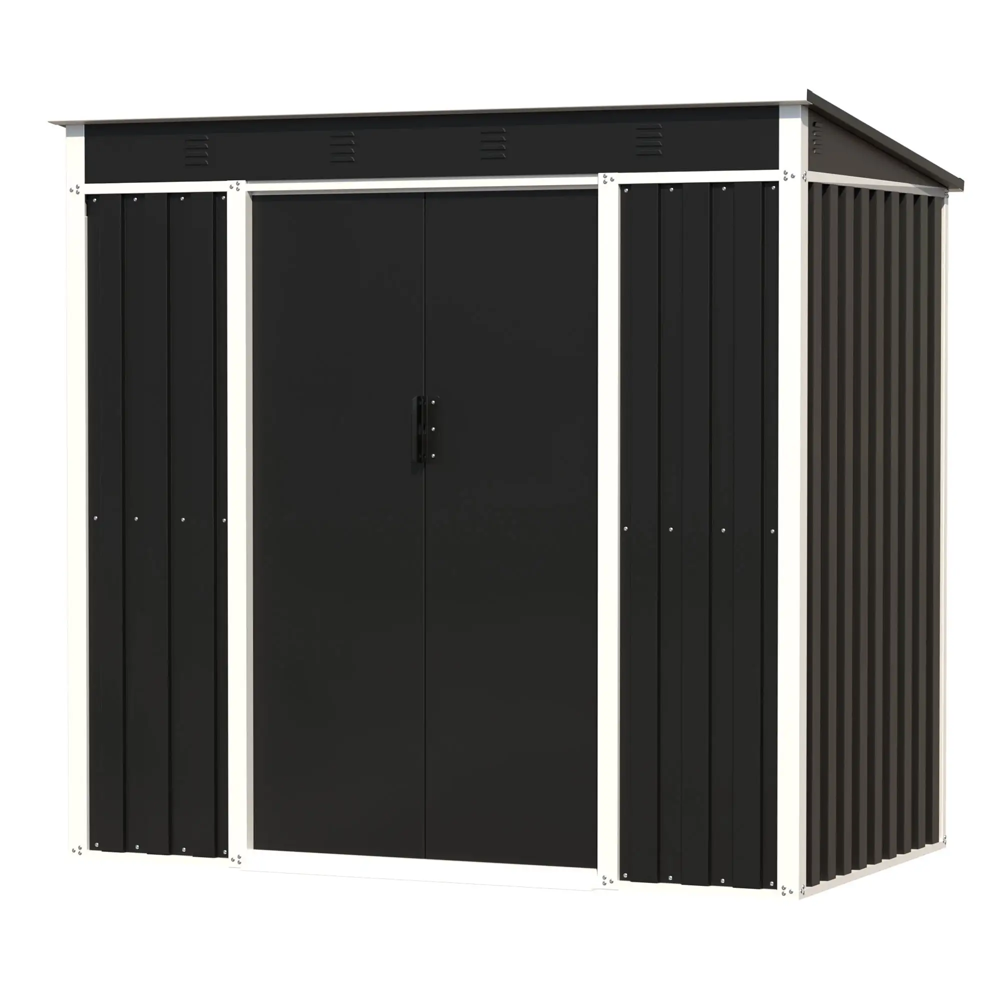 AOBABO Metal 6' x 3' Outdoor Utility Storage Shed with Door and Lock. Black