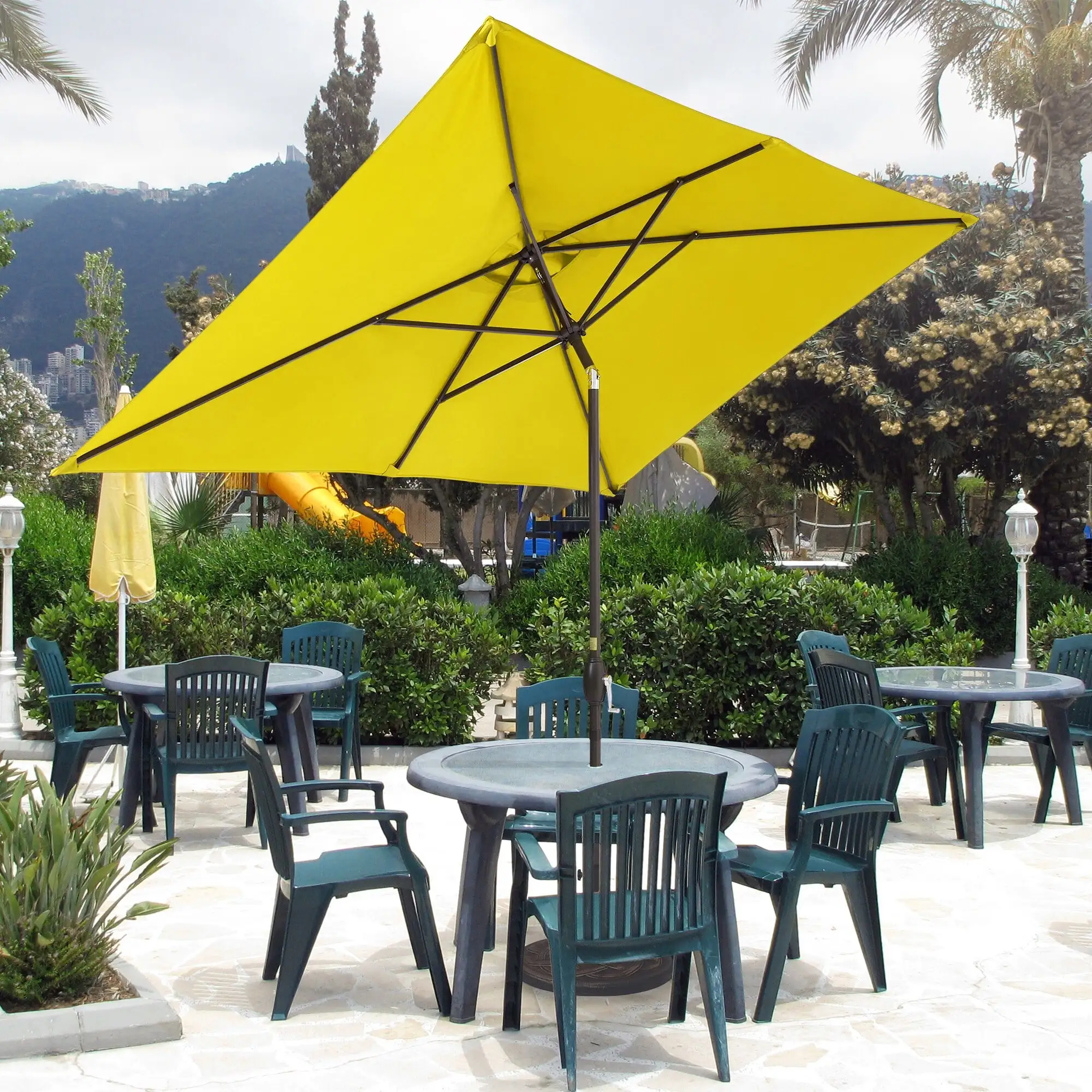 AOOLIMICS 10ft. x 6.5ft. Outdoor Patio Market Table Rectangle Umbrella Yellow