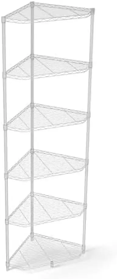 ASDRFYU 6 Tier NSF Metal Pentagonal Corner Wire Shelving Unit 72"H x 20"L x 20"D - Black 600lbs Capacity Heavy Duty Adjustable Rack with Liners for Kitchen Garage Office