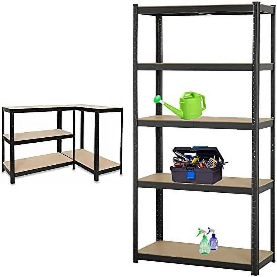 ASDRFYU Garage Shelving Unit Heavy Duty Metal Frame 386lbs Load Per Tier 39 x 20 x 77in 5 Adjustable Shelves Industrial Shelving Utility Shelves Rack for Home Warehouse Kitchen Blac