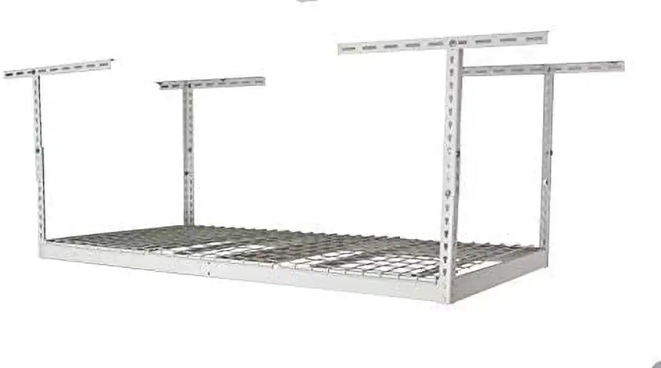 ASDRFYU Overhead Garage Rack - Heavy Duty Racks for Garage with 400 lb Capacity Easy Garage Shelving Adjustable Rack Ceiling Mount Shelves 3x6 White (24"-45")