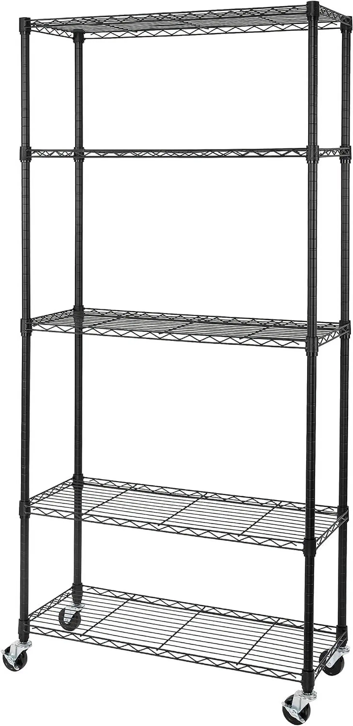 ASDRFYU UltraDurable Heavy Duty NSF Solid Steel Wire Rack Unit Organizer for Garage Warehouse Office Restaurant Classroom Kitchen Black 5-Tier Shelving 36" W x 14" D