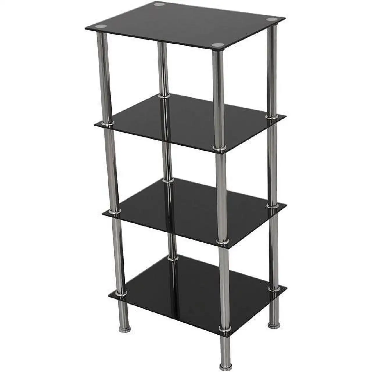 AVF S44-A Small 4-Shelf Unit. Black Glass and Chrome