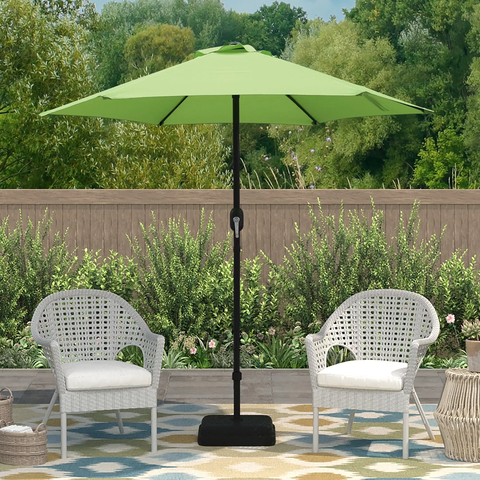 Abble 7.5 Feet Crank Patio Umbrella - Green