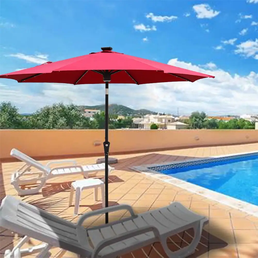 Abble 94 Red Round Market Patio Umbrella