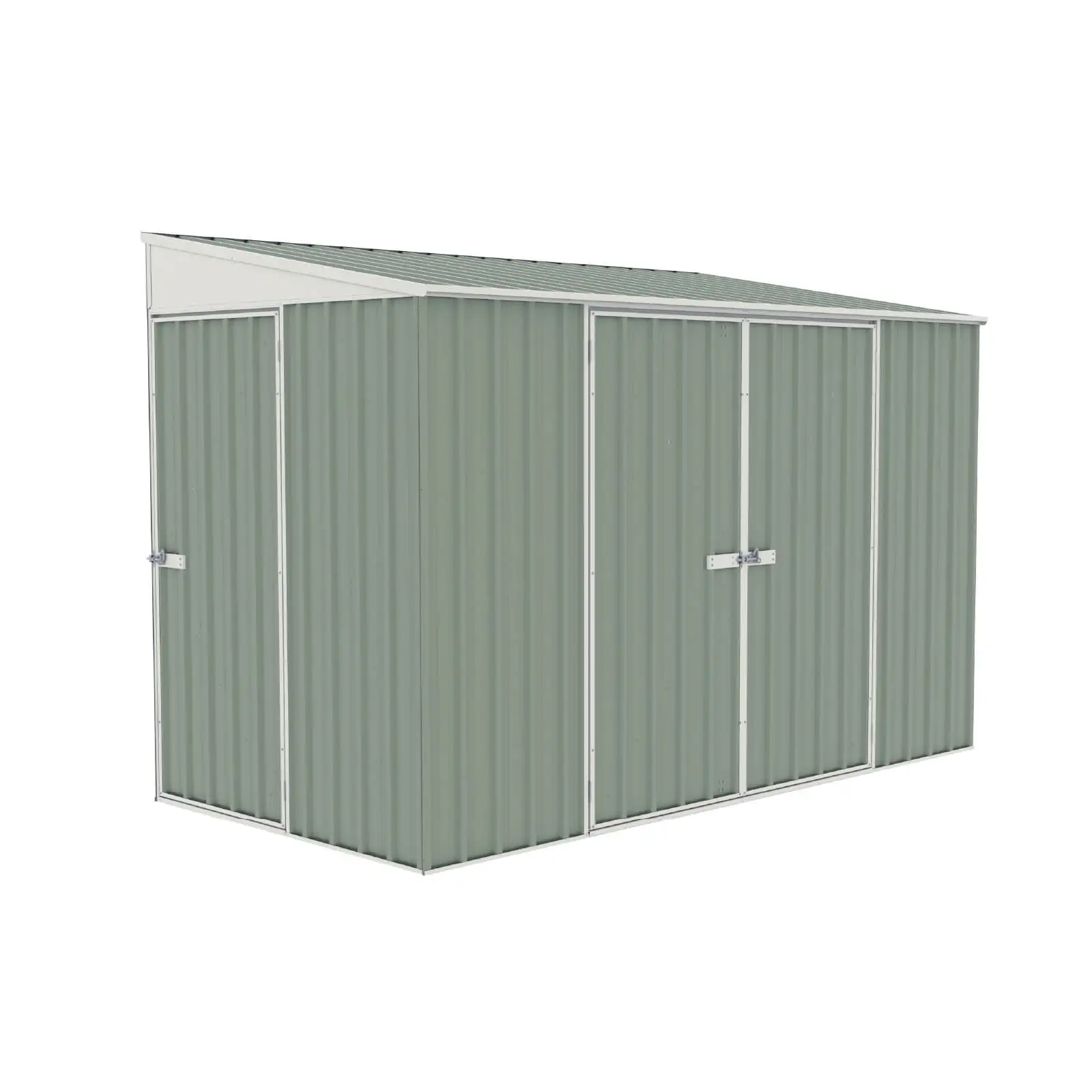 Absco AB1103 10 x 5 ft. Lean to Metal Bike Shed. Pale Eucalypt