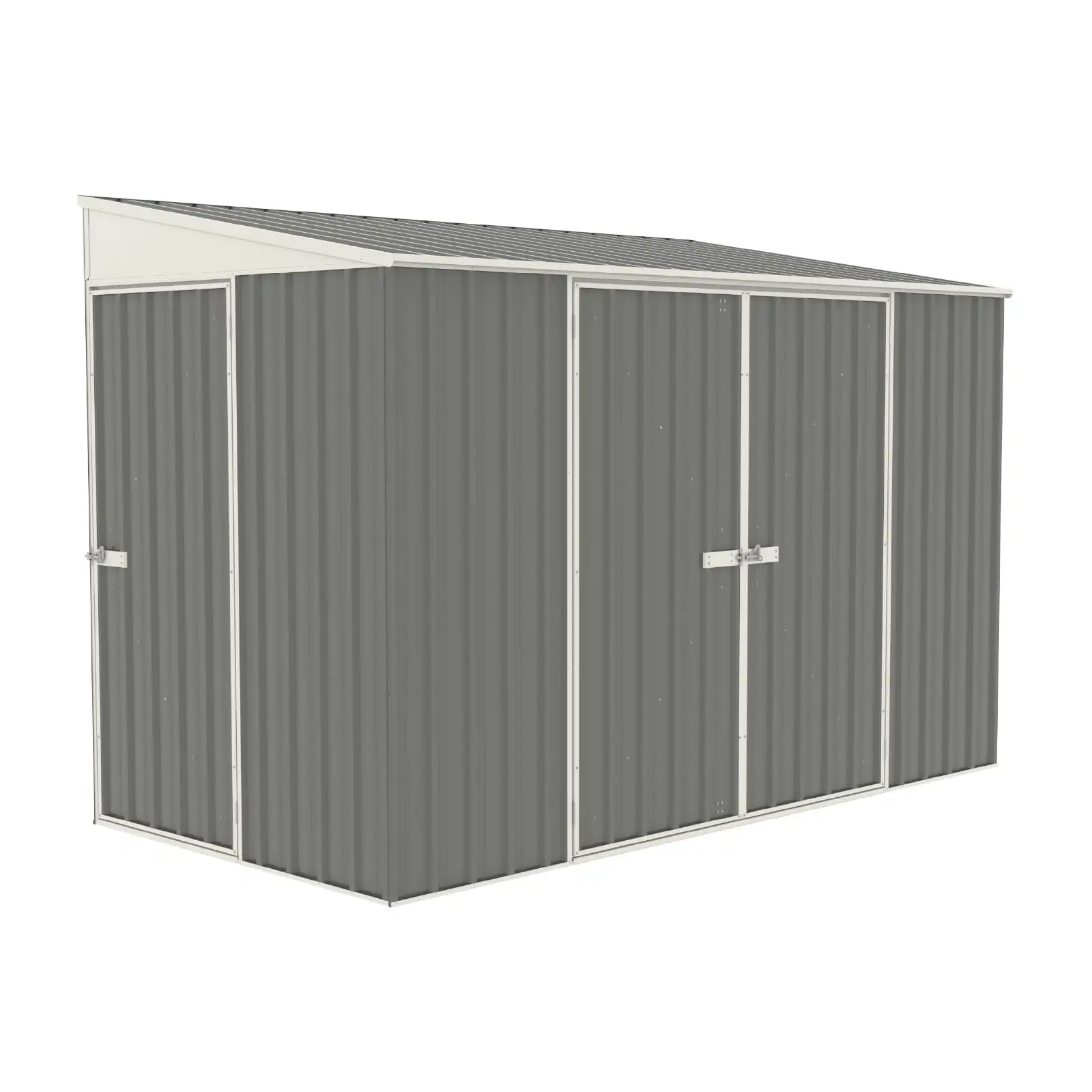 Absco-Lean To 10 x 5 Ft. Metal Bike Shed. Aluminum and Steel Utility Tool Shed. Outdoor Storage for Backyard. Lawn. Bikes. 50 Sq. Ft.. Woodland Gray