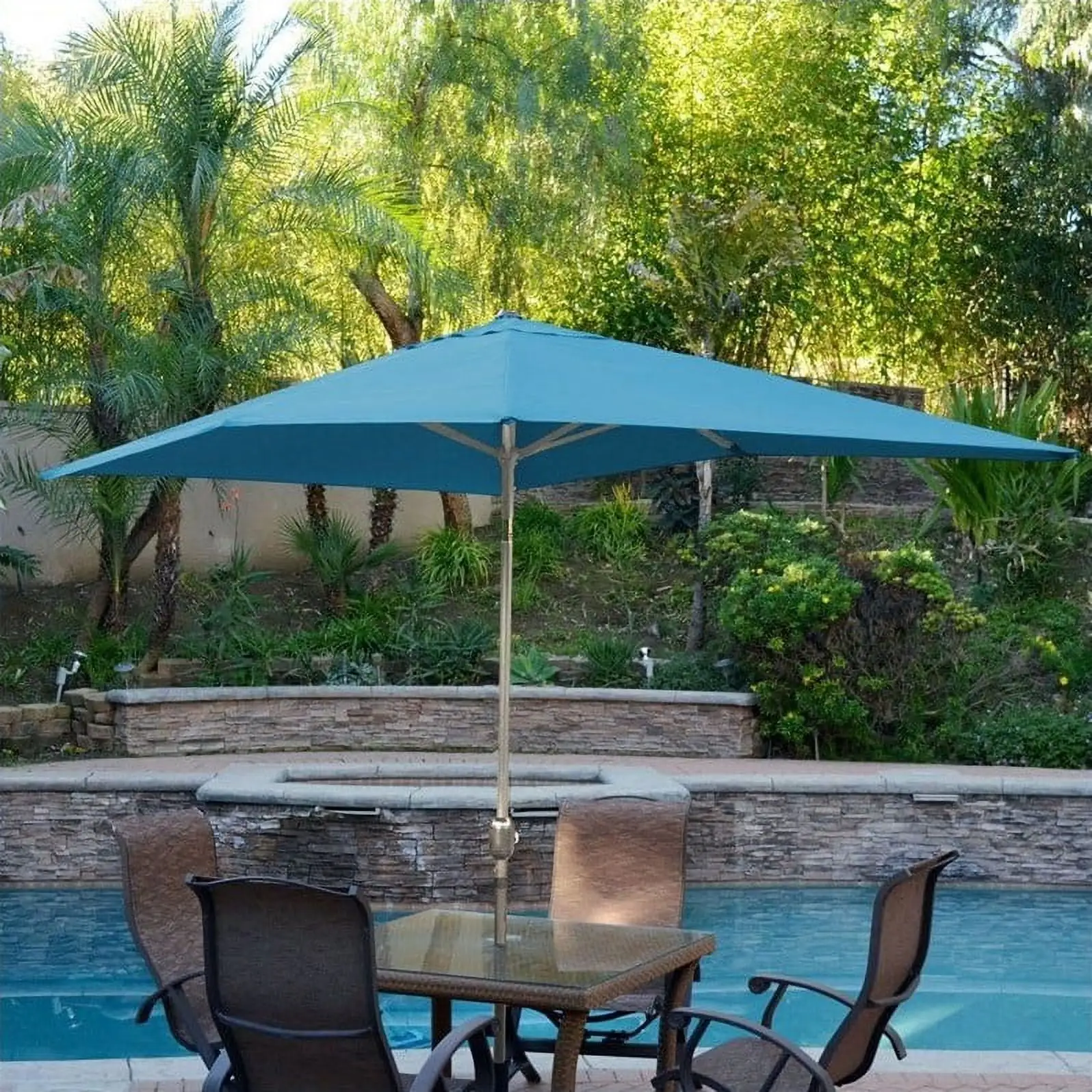 Afuera Living 6.5' x 10' Aluminum Patio Market Umbrella Tilt with Crank